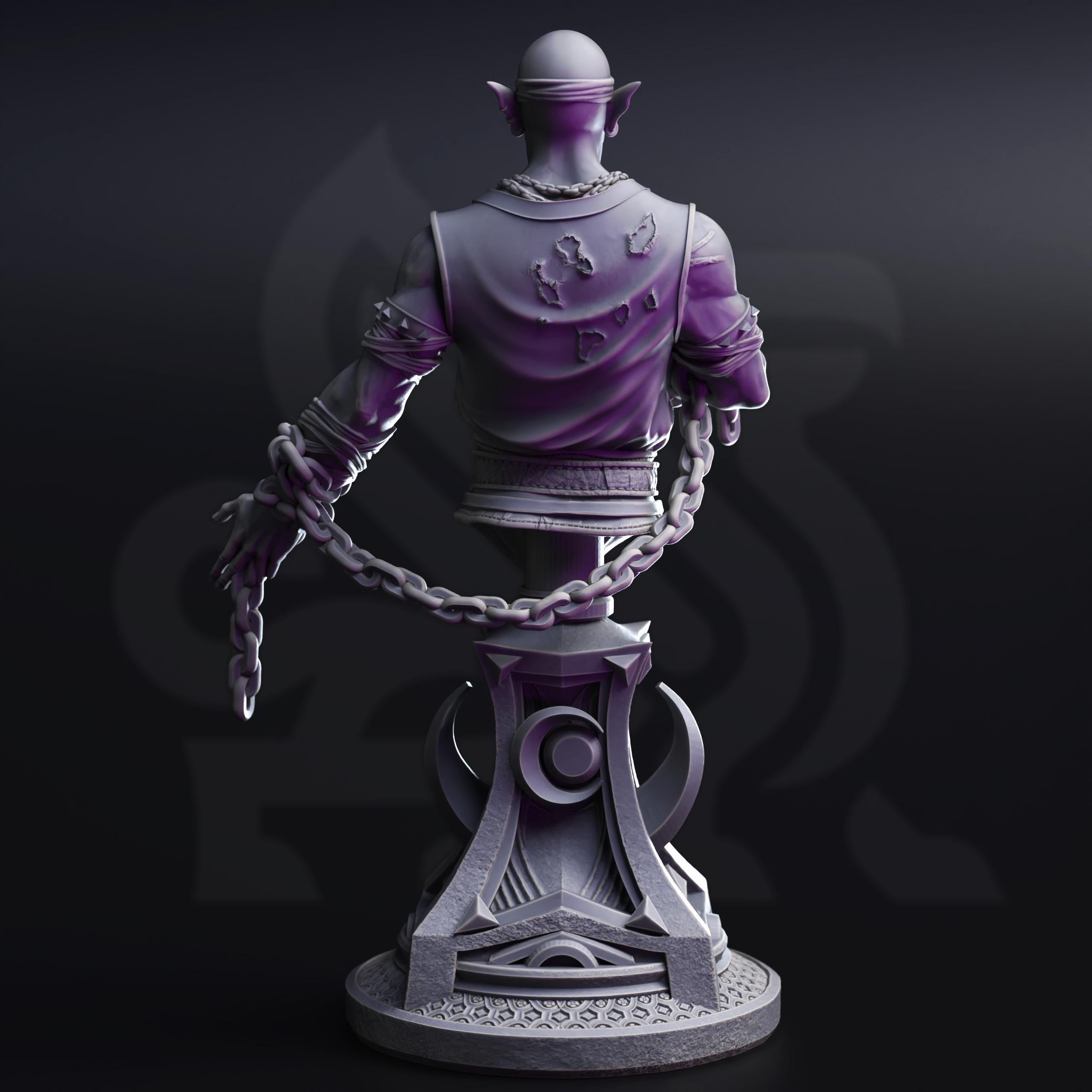 Uxas The Reborn |Male Drow Dark Elf Monk BUST | 32mm / 28mm / 75mm | Ideal for Tabletop RPGs | Dungeons and Dragons - Dm Stash