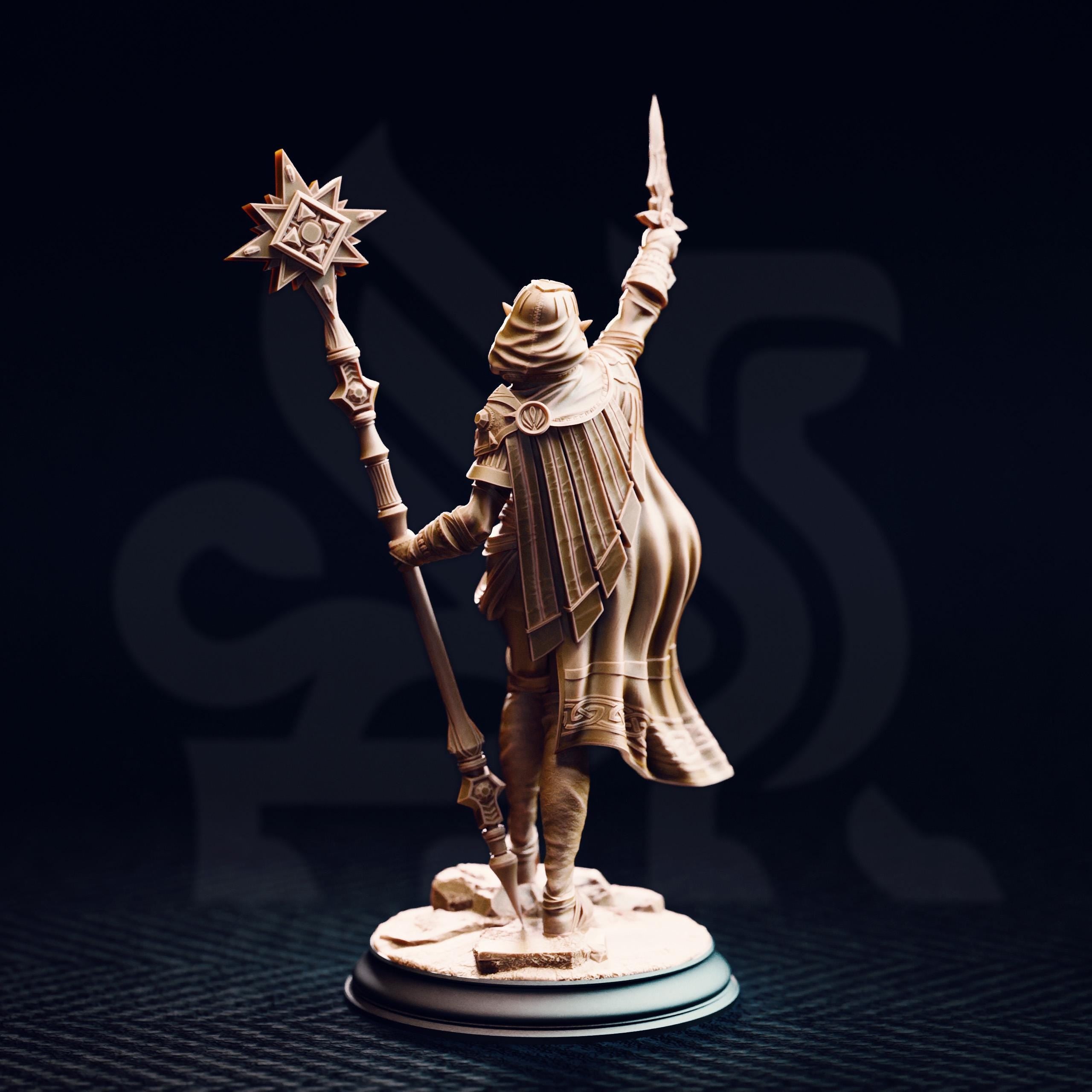 Illysia Of The Tower Dunes | Female Elf Mage Cleric Wizard | 32mm / 28mm / 75mm | Ideal for Tabletop RPGs | Dungeons and Dragons - Dm Stash