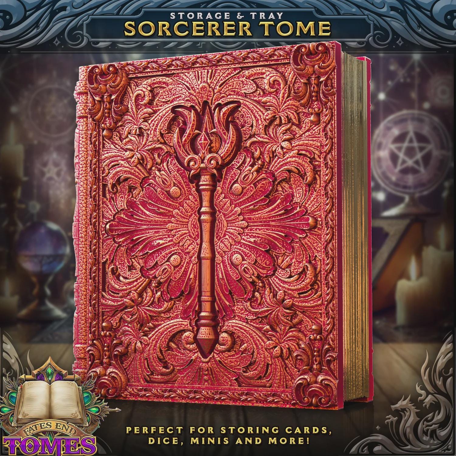 Sorcerer Dice Tower Book | Dungeons & Dragons Dice Storage Tome | RPG Dice Tray | Bardic Gift | TTRPG Accessory Organiser