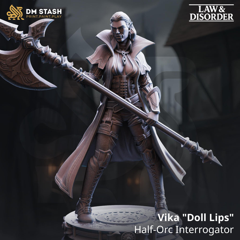 Vika 'Doll Lips' Half-Orc DND Miniature | 32mm Resin RPG Figure Dungeons and Dragons