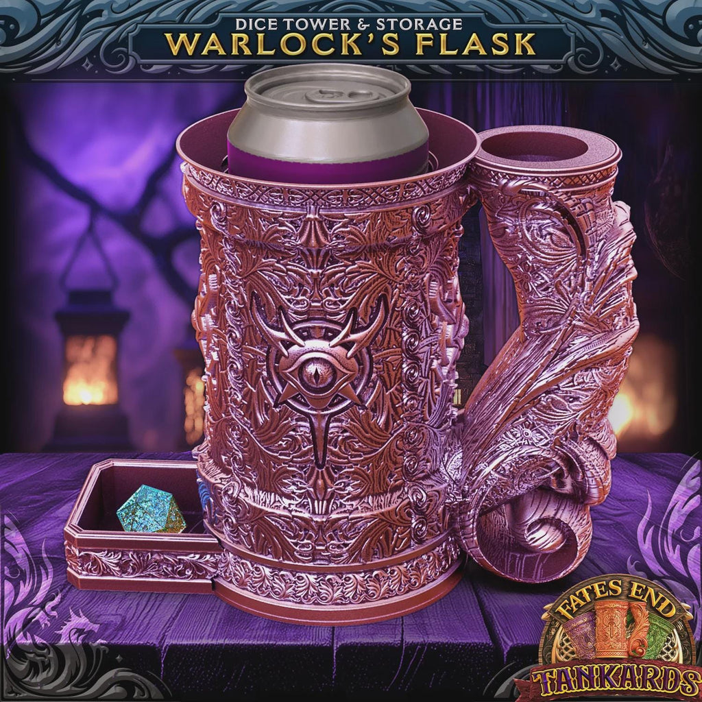 DND Warlock’s Flask Dice Tower | Dice Storage Tankard + Drinks Holder | RPG Dice Vault | Gift for Dungeon Masters & Players