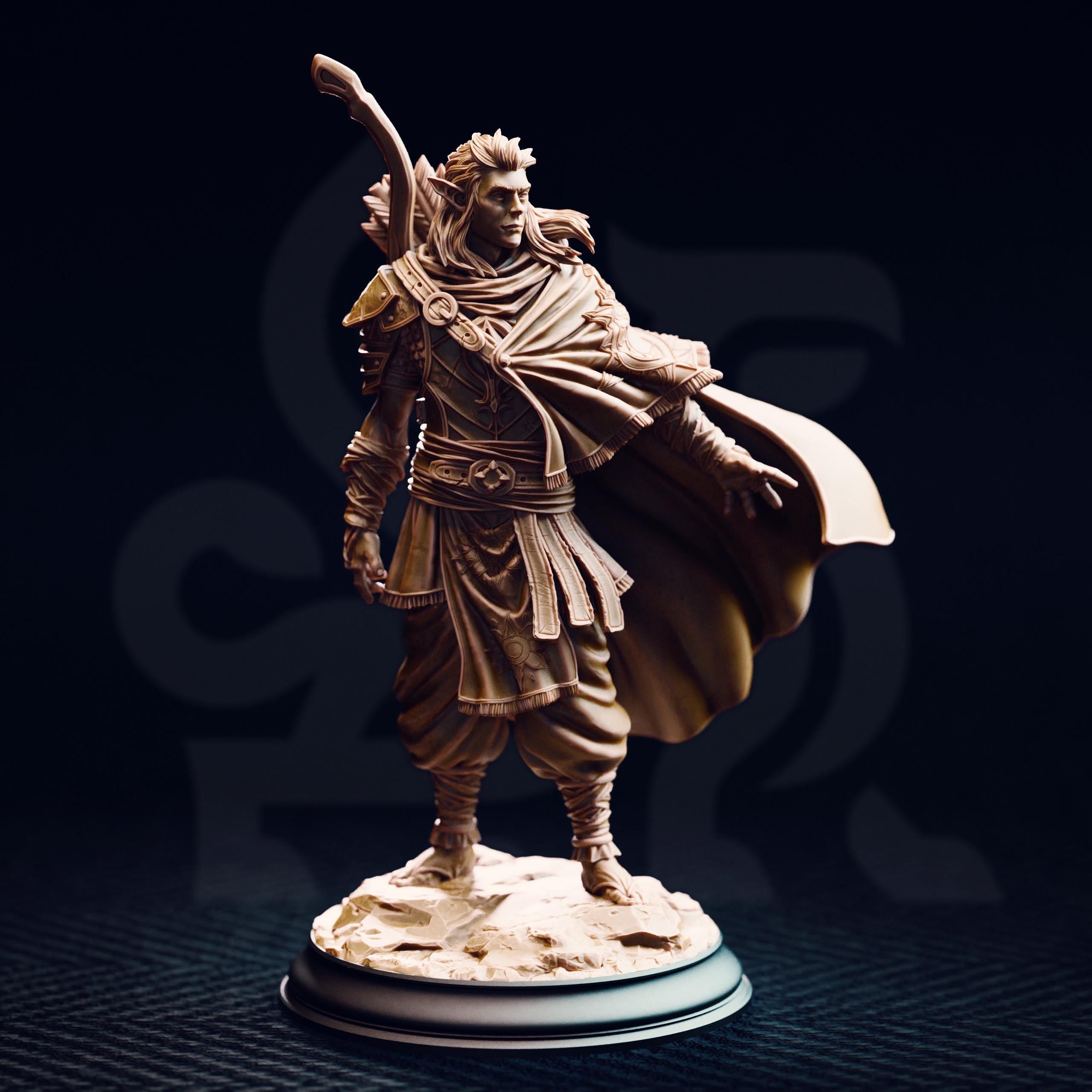 Sactarin | Male Elf Fighter Ranger | 32mm / 28mm / 75mm | Ideal for Tabletop RPGs | Dungeons and Dragons - Dm Stash