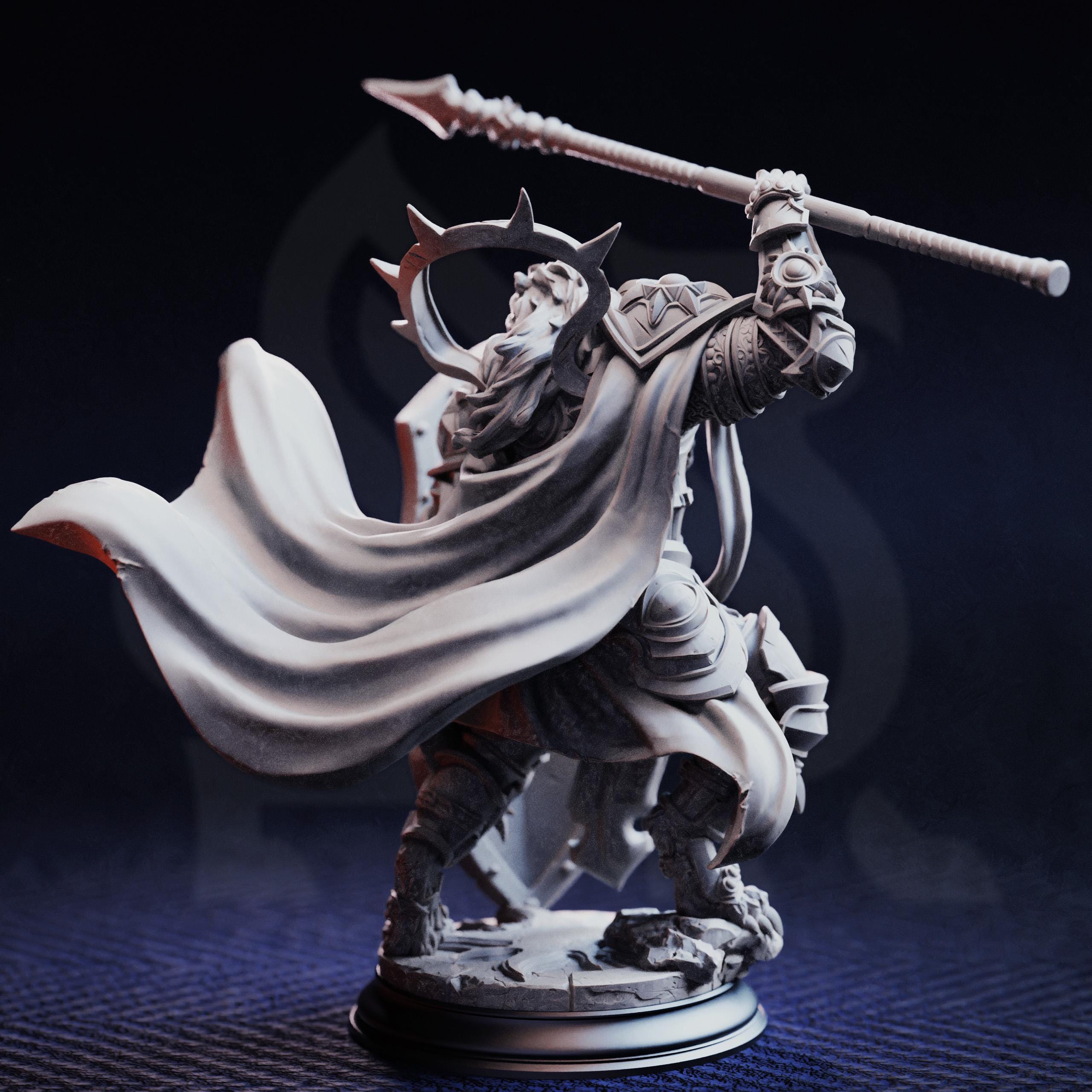 Kigari Paladin | Lionfolk Fighter Cleric DND Miniature | 32mm Resin RPG Figure Dungeons and Dragons