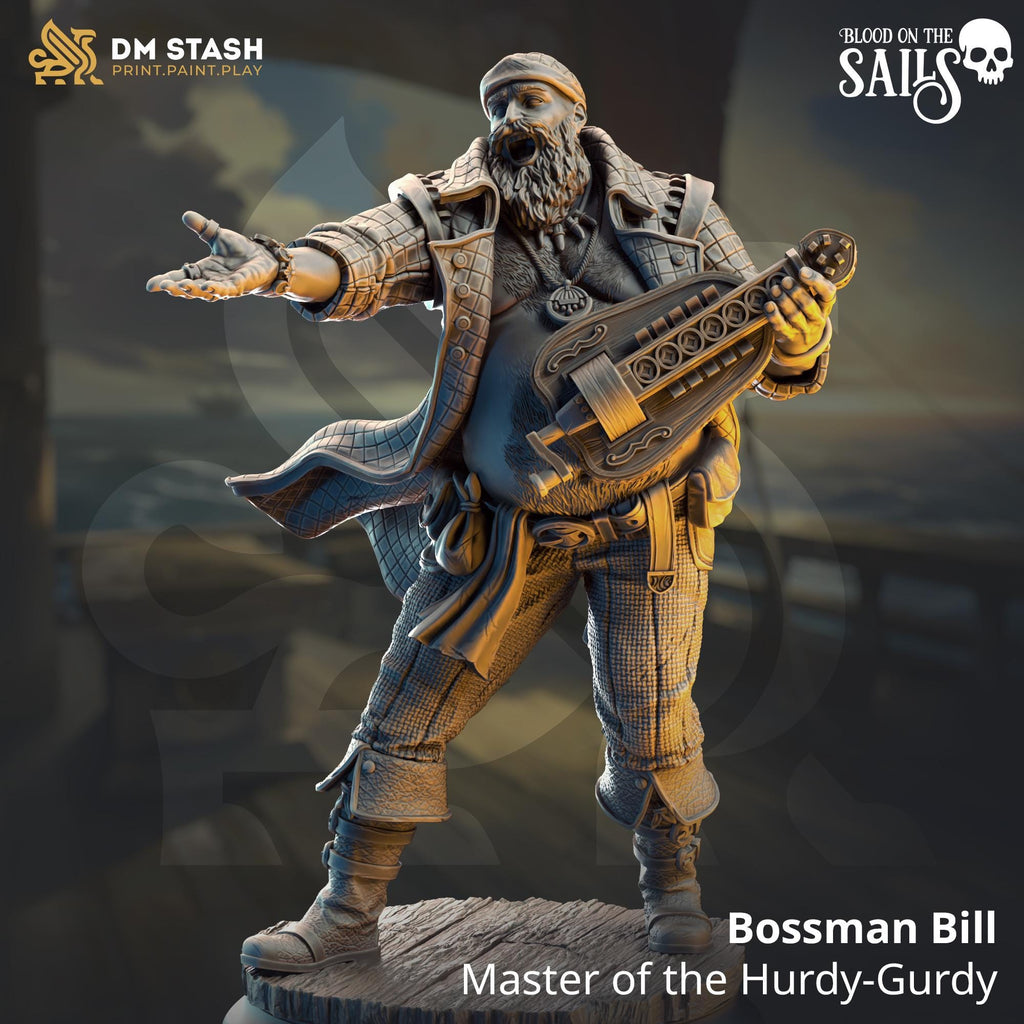 Bossman Bill | Pirate Human Bard NPC| 32mm / 28mm / 75mm | Ideal for Tabletop RPGs | Dungeons and Dragons - Dm Stash