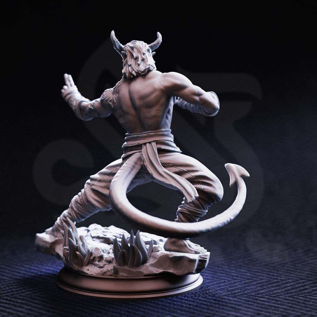 Verek Tiefling Monk Miniature DND Miniature | 32mm Resin RPG Figure Dungeons and Dragons