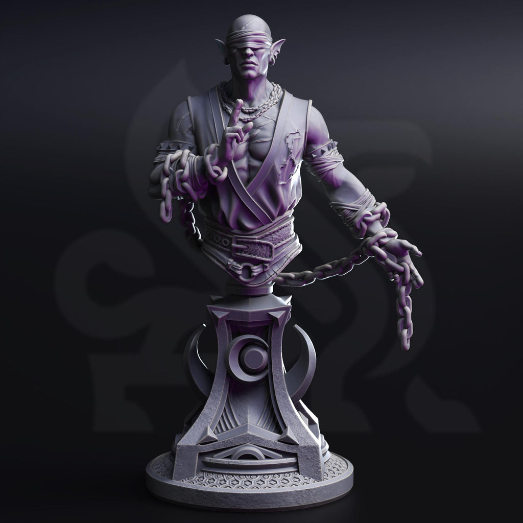 Uxas The Reborn |Male Drow Dark Elf Monk BUST | 32mm / 28mm / 75mm | Ideal for Tabletop RPGs | Dungeons and Dragons - Dm Stash