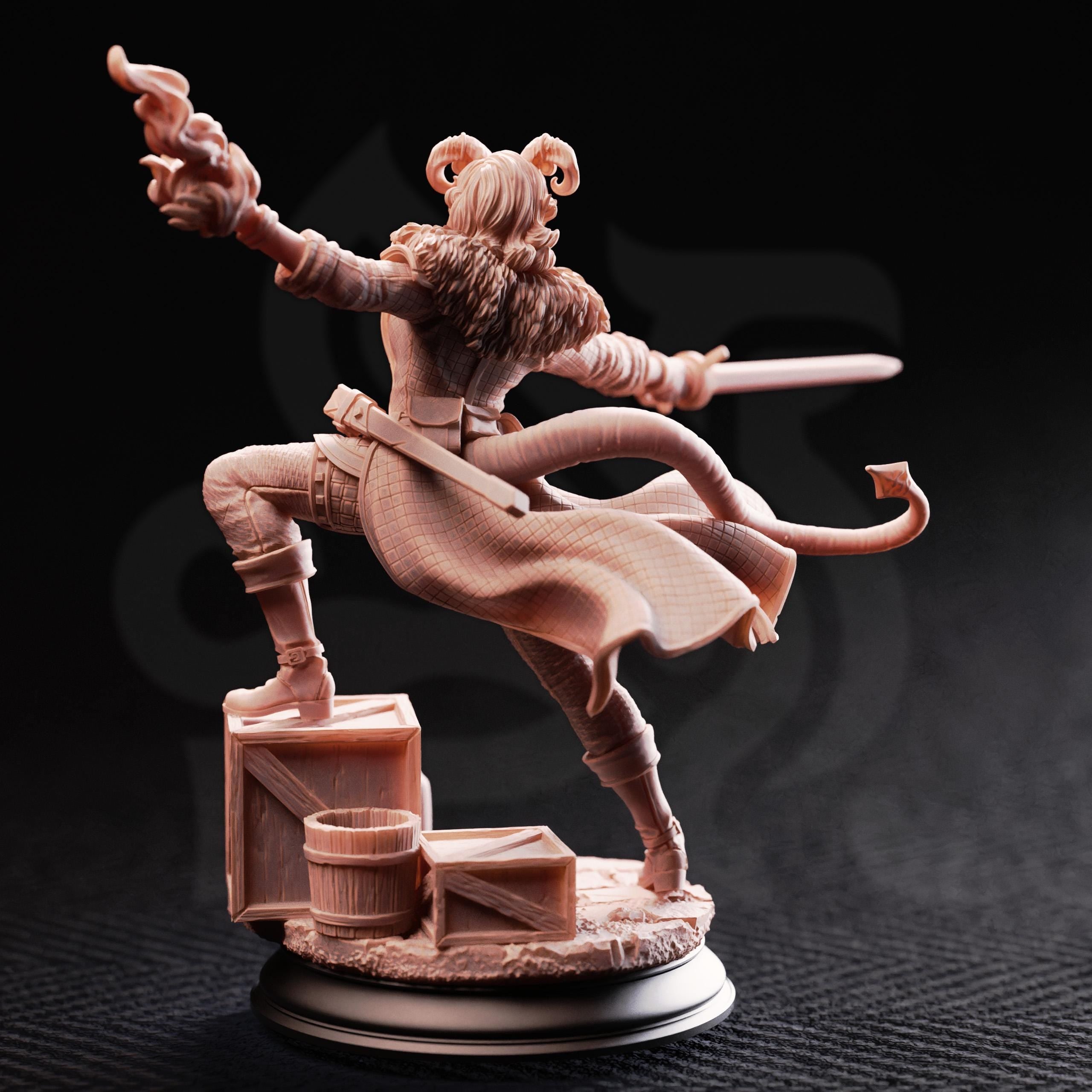 Octavia Tiefling Rogue DND Miniature | 32mm Resin RPG Figure Dungeons and Dragons