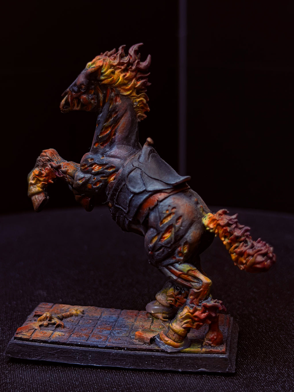 Pre-Painted D&D Miniature | Nightmare | Hand-Painted Infernal Warhorse | TTRPG Ready