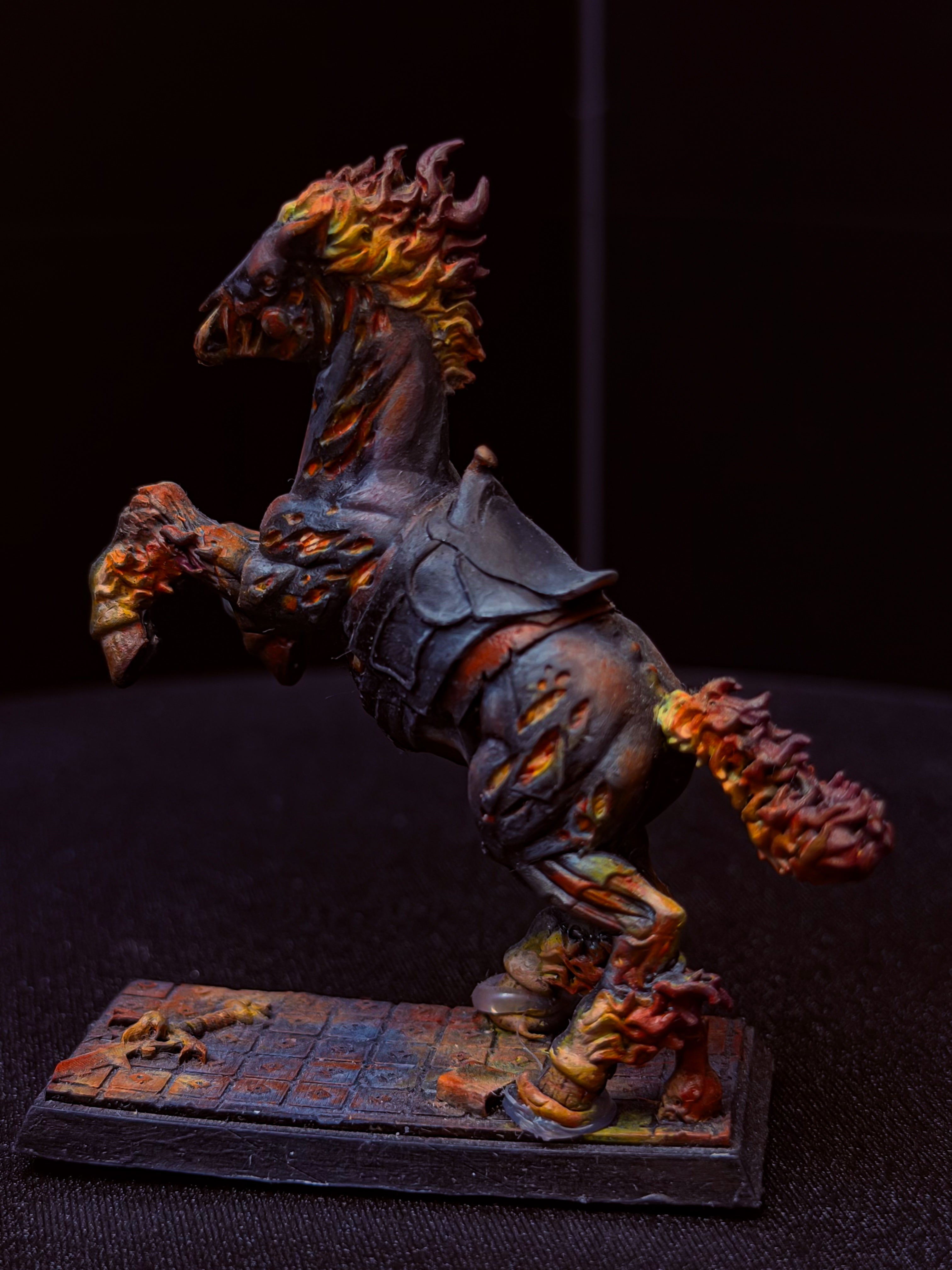 Pre-Painted D&D Miniature | Nightmare | Hand-Painted Infernal Warhorse | TTRPG Ready