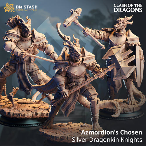 Azmordion's Chosen | Dragonborn Knights Fighter Ranger | 32mm / 28mm / 75mm | Ideal for Tabletop RPGs | Dungeons and Dragons - Dm Stash