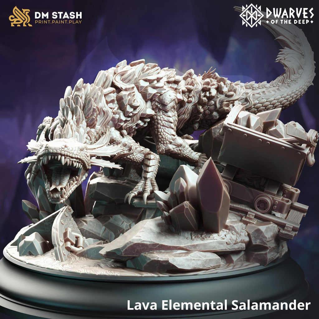 Lava Elemental Salamander | Underdark Monster Enemy | 32mm / 28mm / 75mm | Ideal for Tabletop RPGs | Dungeons and Dragons - Dm Stash