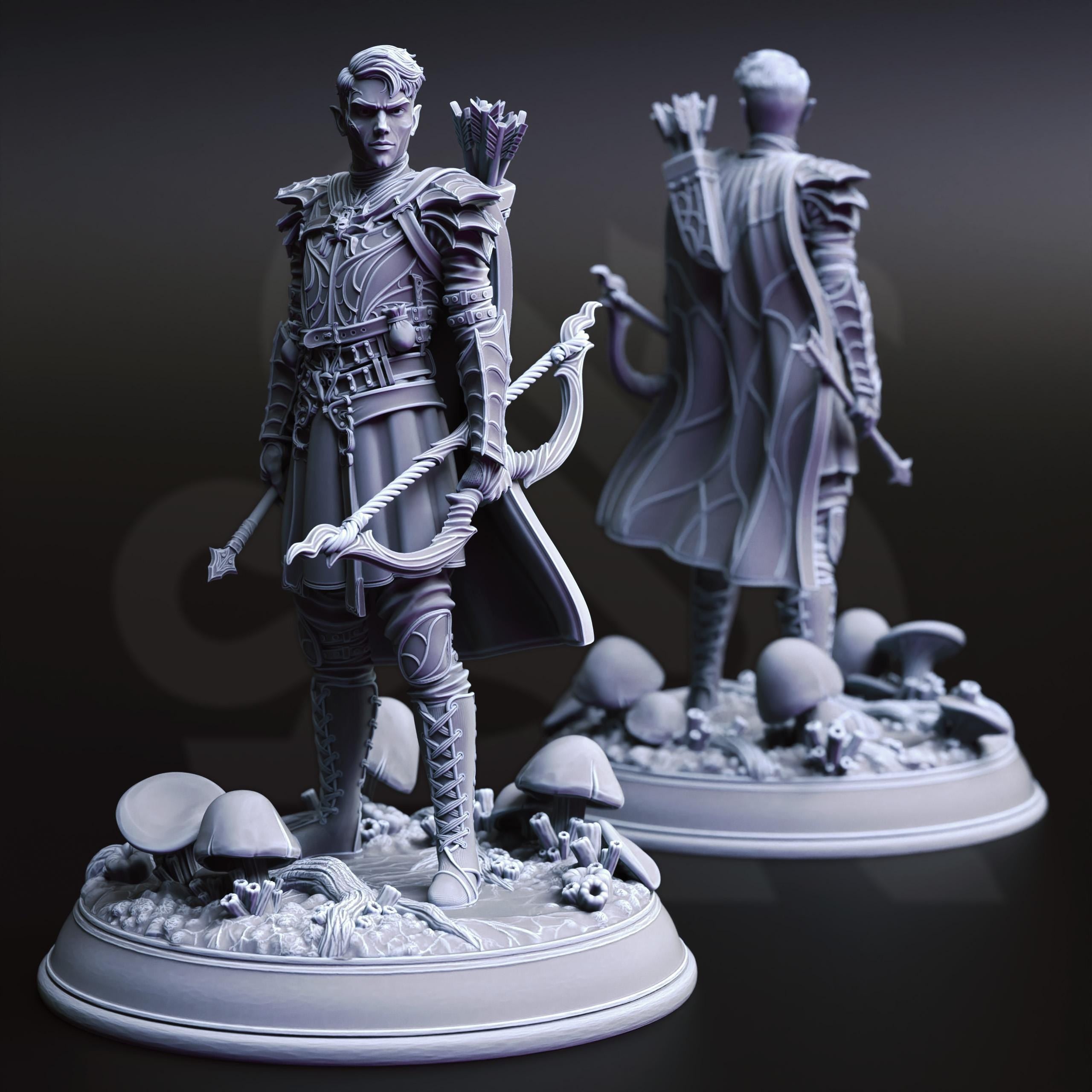 Irinax's Chosen | Male Drow Dark Elf Fighter Ranger | 32mm / 28mm / 75mm | Ideal for Tabletop RPGs | Dungeons and Dragons - Dm Stash