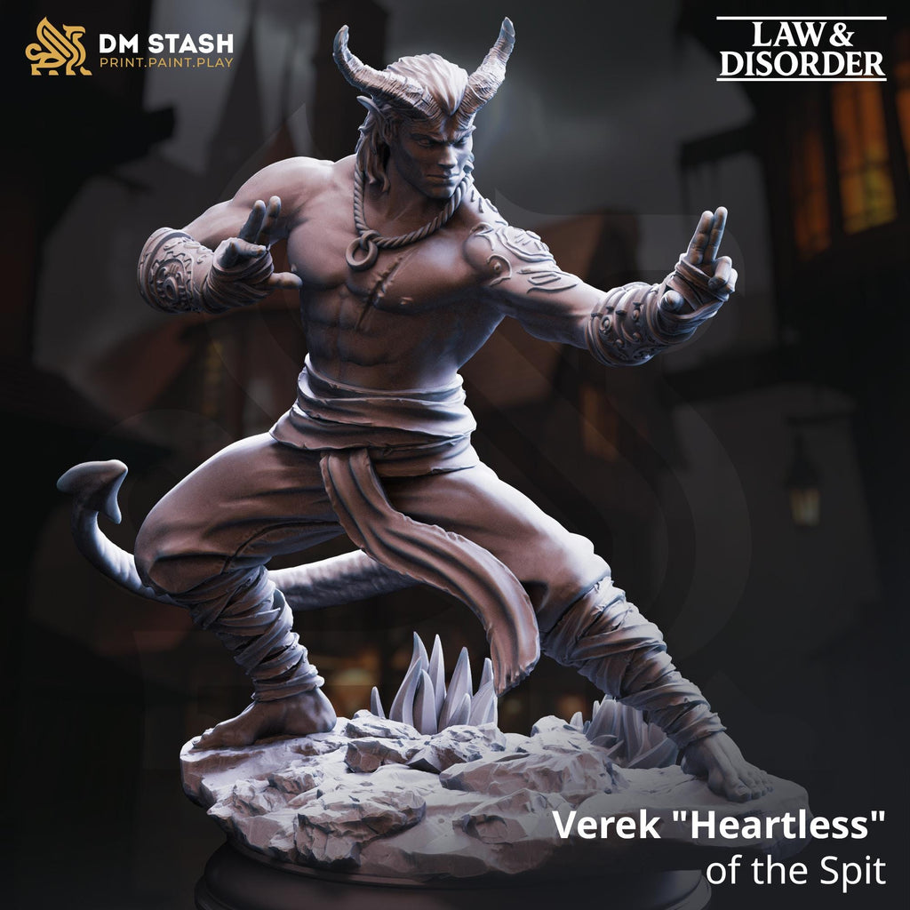 Verek Tiefling Monk Miniature DND Miniature | 32mm Resin RPG Figure Dungeons and Dragons