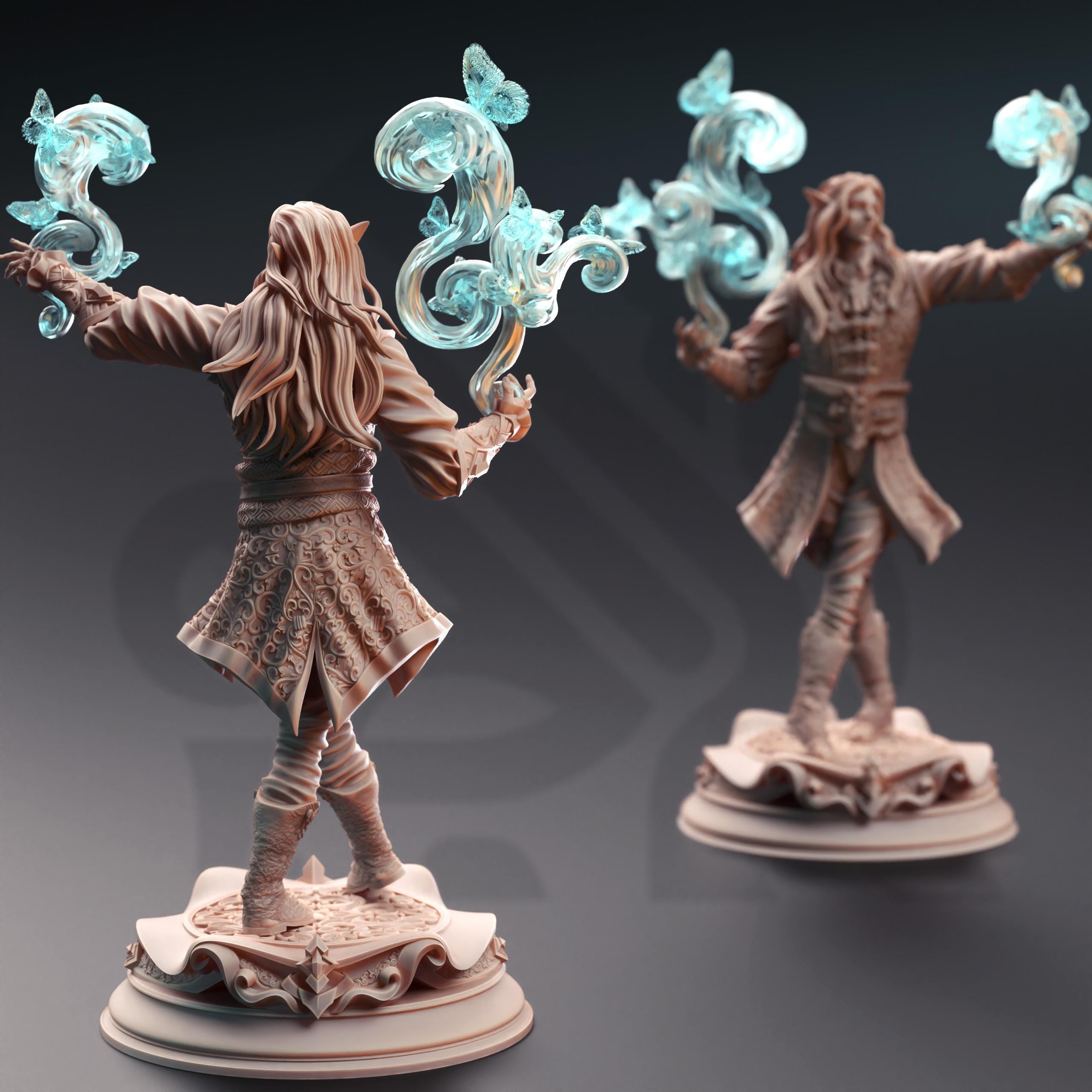 Thalorad Goldhand Enchanting Sorcerer | Elf Wizard Sorcerer | 32mm / 28mm / 75mm | Ideal for Tabletop RPGs | Dungeons and Dragons - Dm Stash