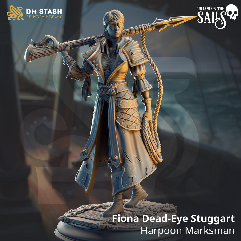 Fiona Harpoon Marsksman | Pirate Human Fighter Ranger Rogue | 32mm / 28mm / 75mm | Ideal for Tabletop RPGs | Dungeons and Dragons - Dm Stash