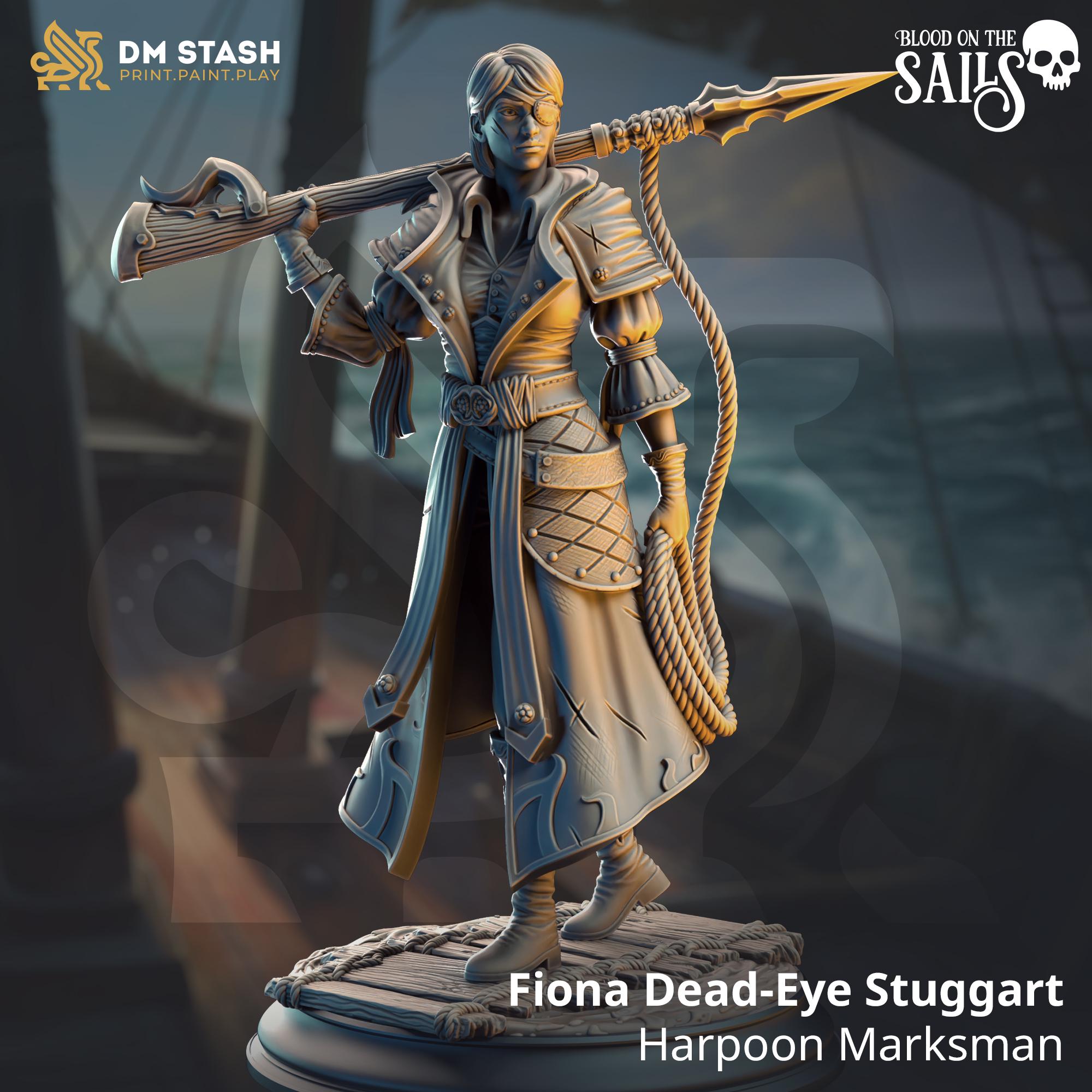 Fiona Harpoon Marsksman | Pirate Human Fighter Ranger Rogue | 32mm / 28mm / 75mm | Ideal for Tabletop RPGs | Dungeons and Dragons - Dm Stash