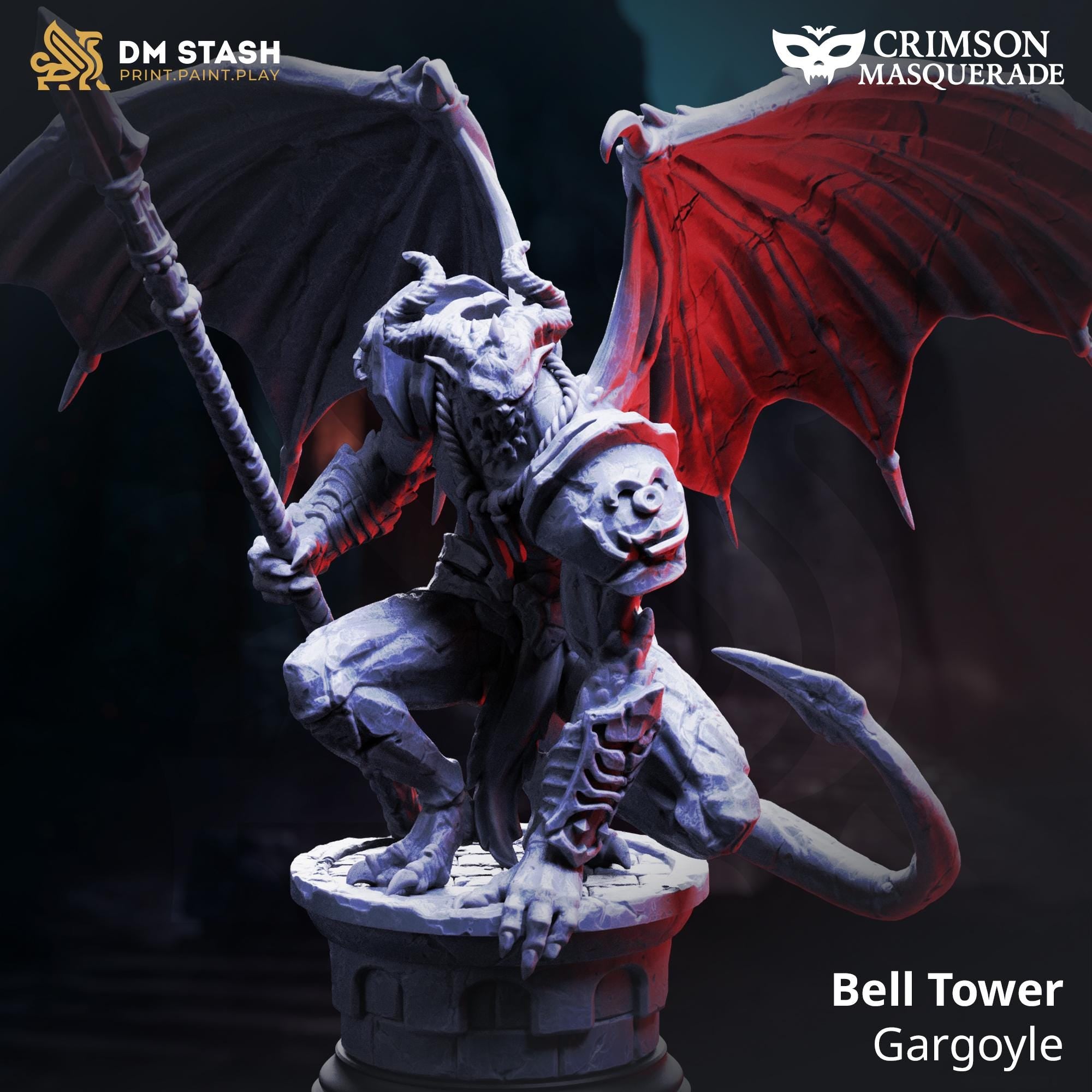 Bell Tower Gargoyle | NPC Monster Enemy Creature CoS | 32mm / 28mm / 75mm | Ideal for Tabletop RPGs | Dungeons and Dragons - Dm Stash