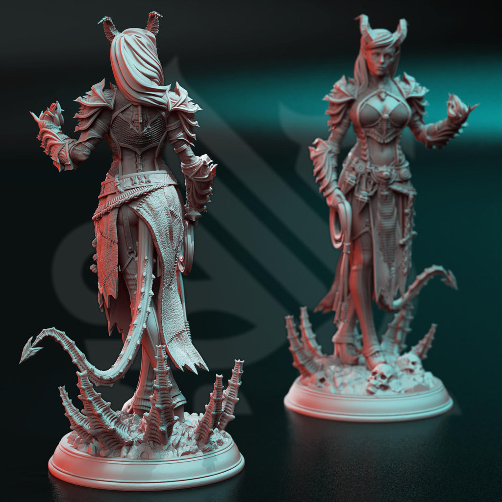 Skadi Of The Third | Tiefling Warlock | 32mm / 28mm / 75mm | Ideal for Tabletop RPGs | Dungeons and Dragons - Dm Stash