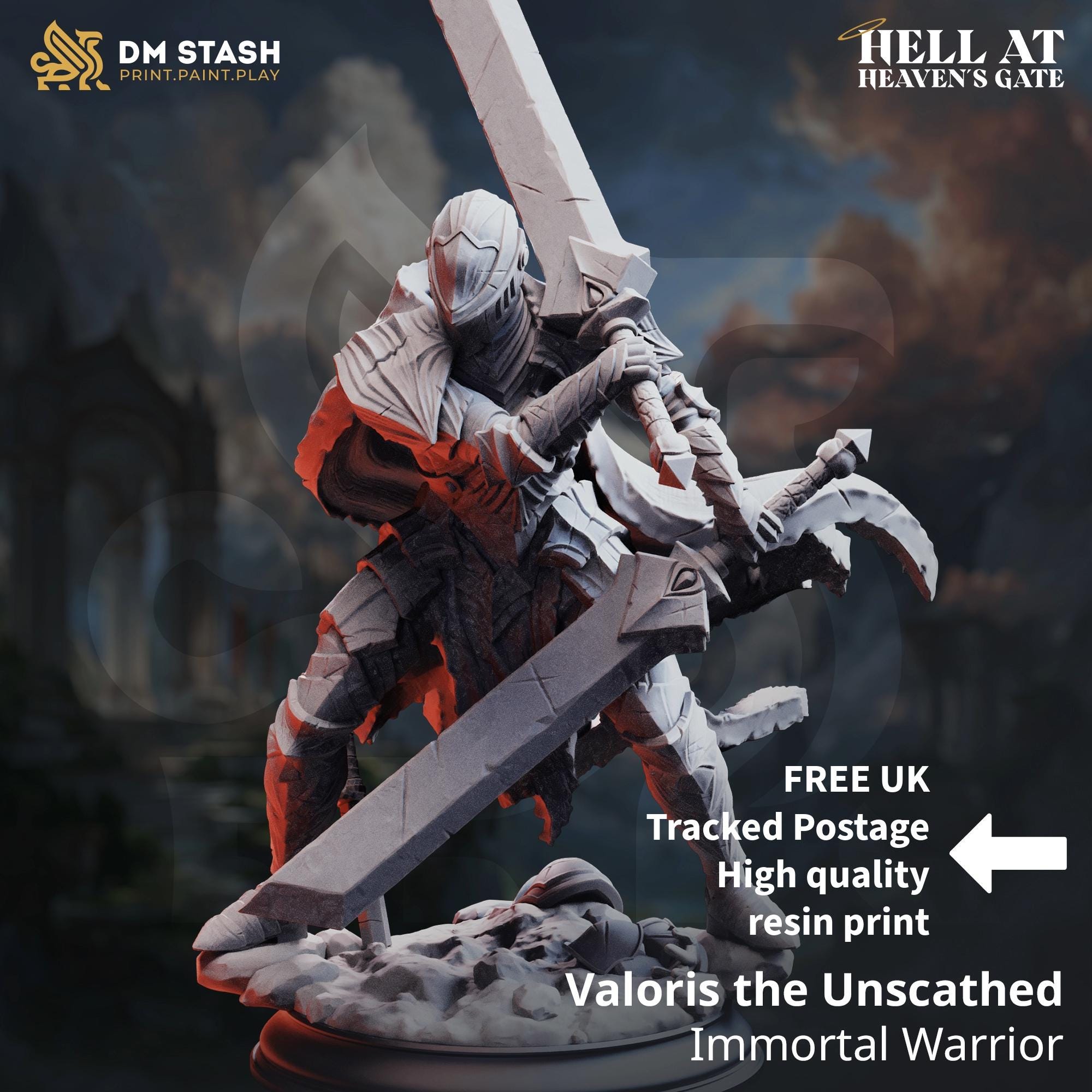 Valoris the Unscathed | Human Elf Fighter DND Miniature | 32mm Resin RPG Figure Dungeons and Dragons