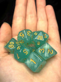 Tidebound Relic Polyhedral Set – Ocean Inspired D&D RPG Dice with Gold Numbers