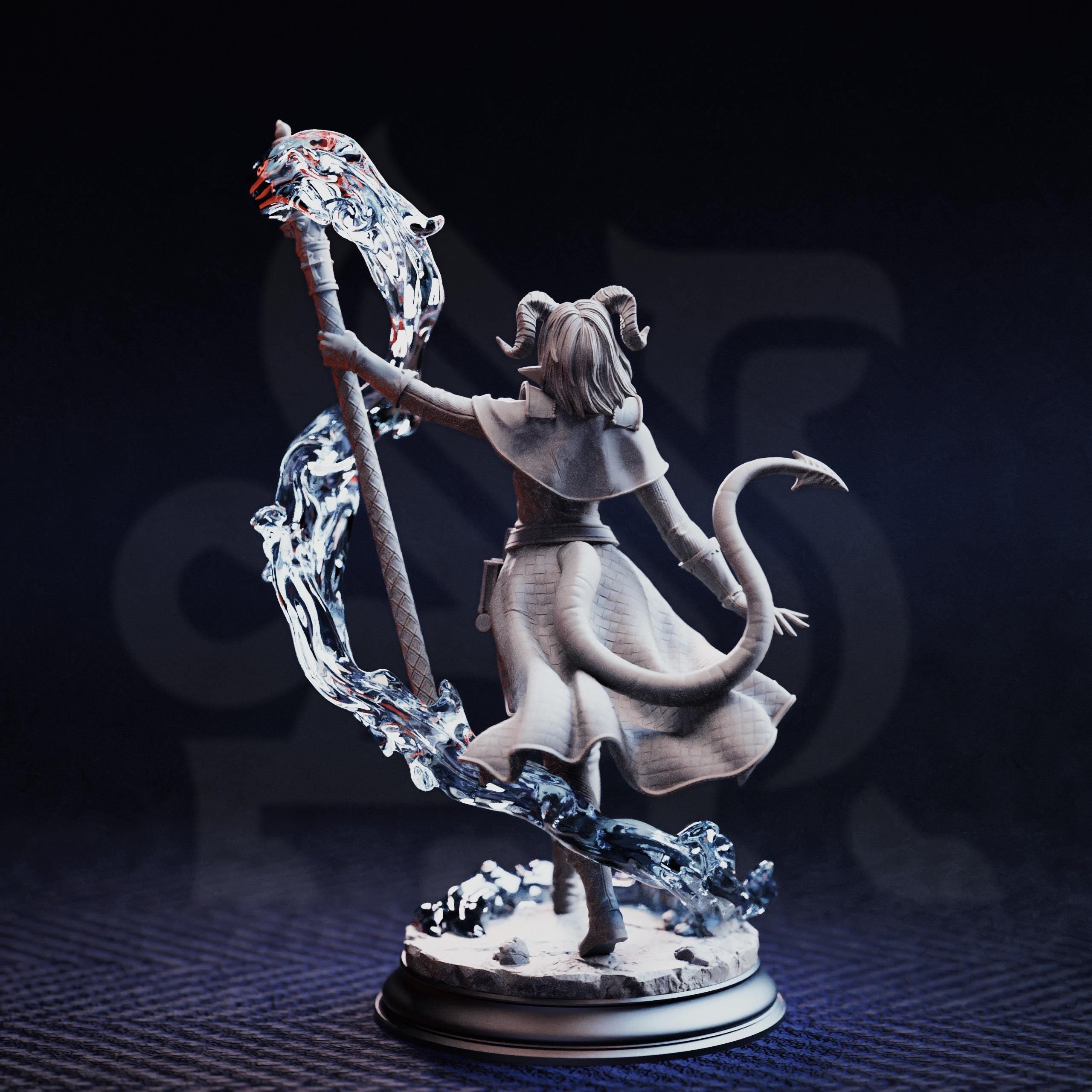Aria the Faithful Tiefling Sorceress DND Miniature | 32mm Resin RPG Figure Dungeons and Dragons