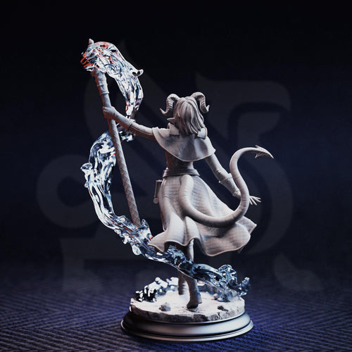 Aria the Faithful Tiefling Sorceress DND Miniature | 32mm Resin RPG Figure Dungeons and Dragons