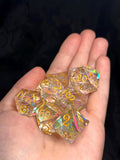 Starlight Prism | Sharp Edge DnD Dice Set | Luxury Iridescent Crystal Resin Dice with Gold Ink | Premium 7pc RPG Dice for D&D and TTRPGs
