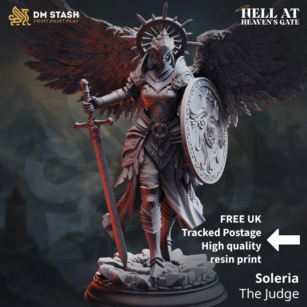 Soleria The Judge Angelic Paladin DND Miniature | 32mm Resin RPG Figure Dungeons and Dragons
