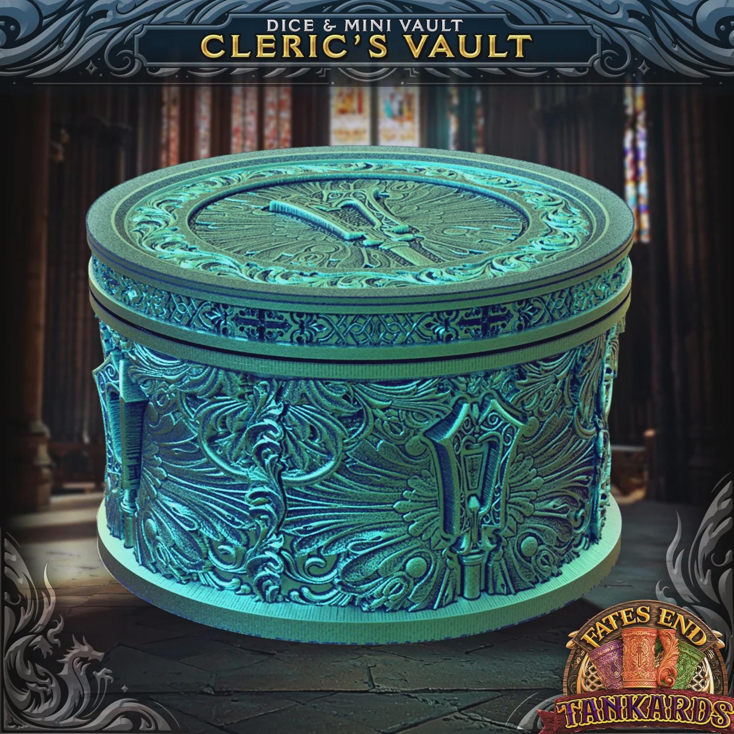 Cleric's Vault Dice Storage | Secure Screw-Top Dice Box | DND Dice Holder | Fantasy Dice Vault for Tabletop RPG | Holds 1 Set