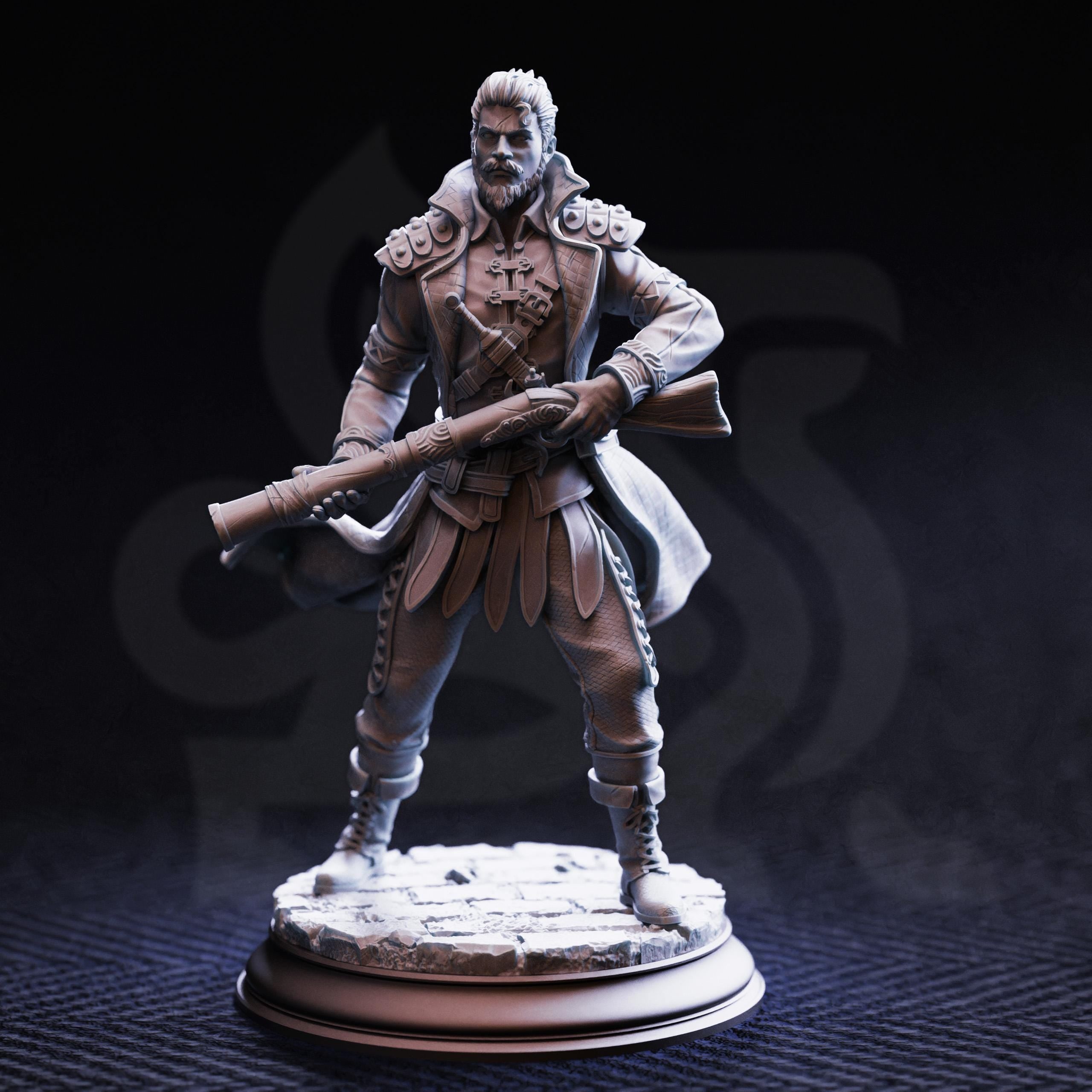 Underkeep Soldier Human Gunslinger Rogue DND Miniature | 32mm Resin RPG Figure Dungeons and Dragons