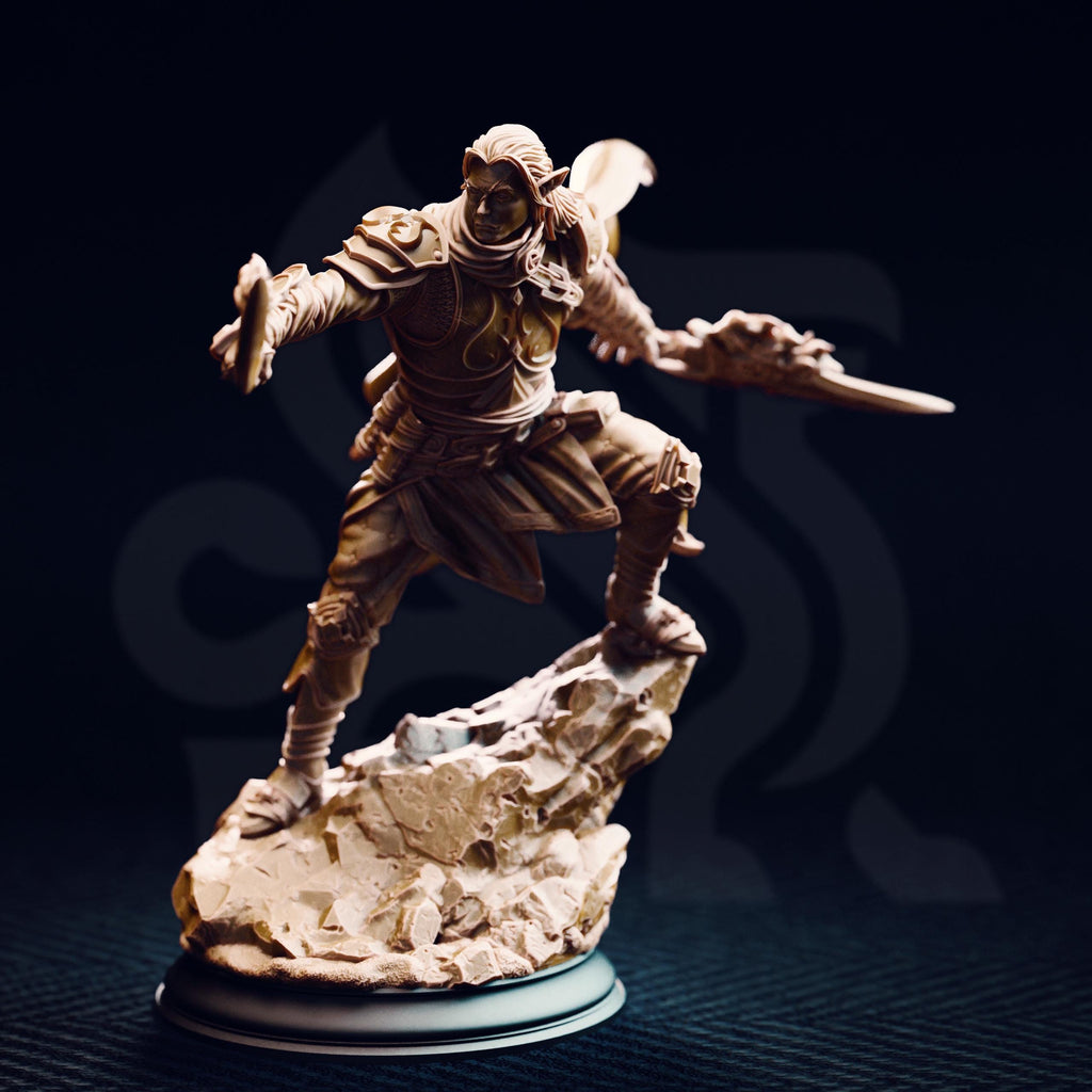 Reyvith The Valiant | Elf Fighter Paladin | 32mm / 28mm / 75mm | Ideal for Tabletop RPGs | Dungeons and Dragons - Dm Stash