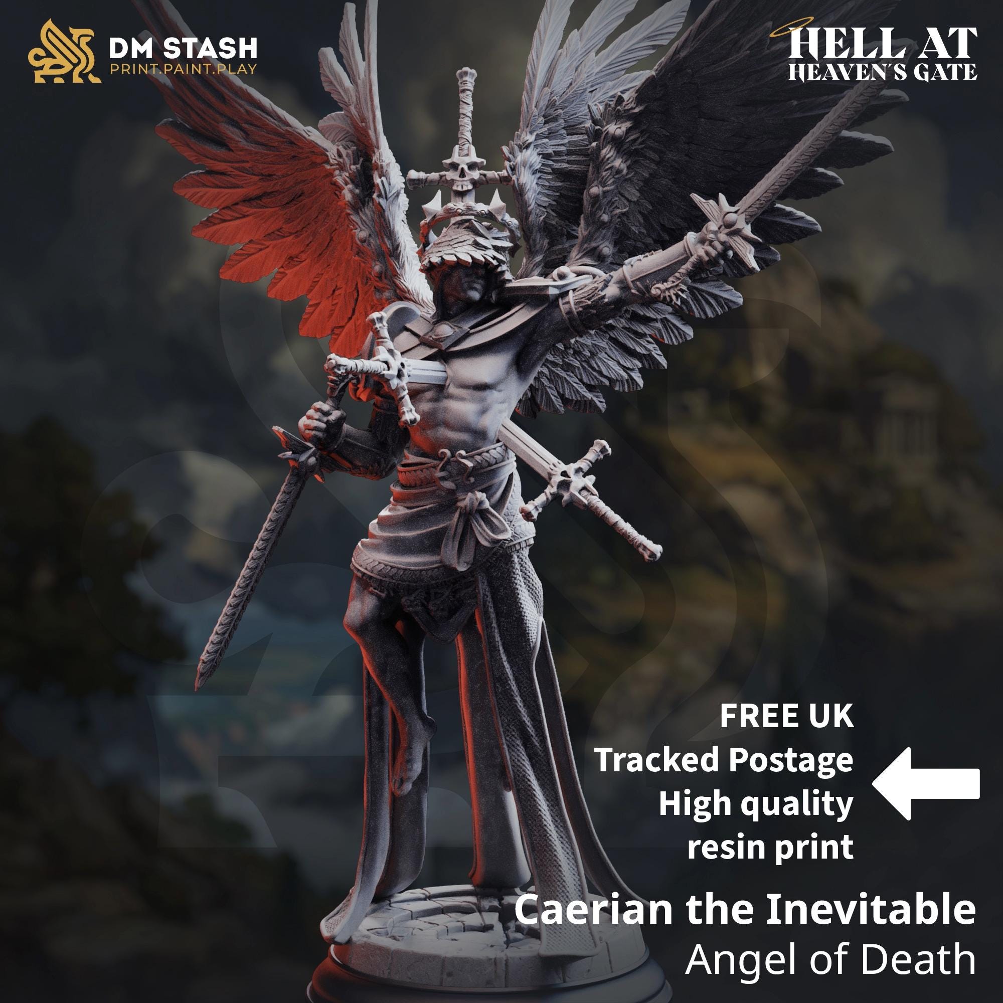 Caerian Angel Aasimar Paladin DND Miniature | 32mm Resin RPG Figure Dungeons and Dragons