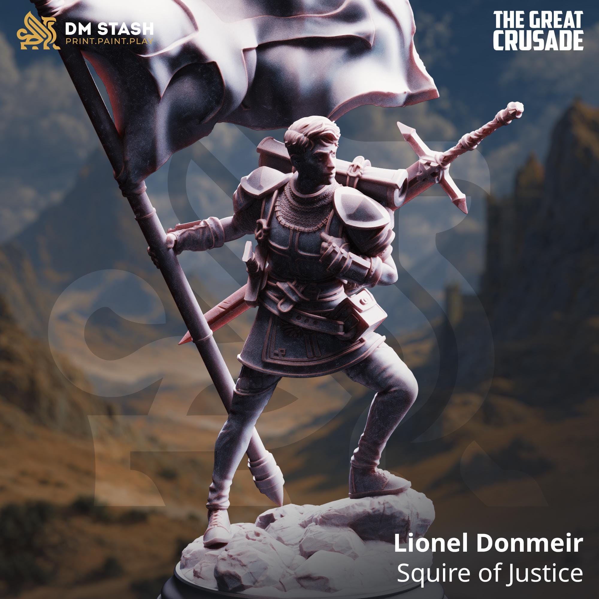 Lionel Squire Of Justice | Human Fighter Paladin NPC Ally | 32mm / 28mm / 75mm | Ideal for Tabletop RPGs | Dungeons and Dragons - Dm Stash
