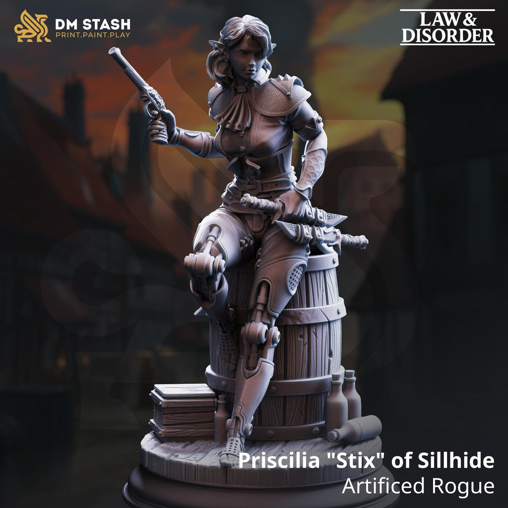 Priscilla Elf Rogue Gunslinger DND Miniature | 32mm Resin RPG Figure Dungeons and Dragons
