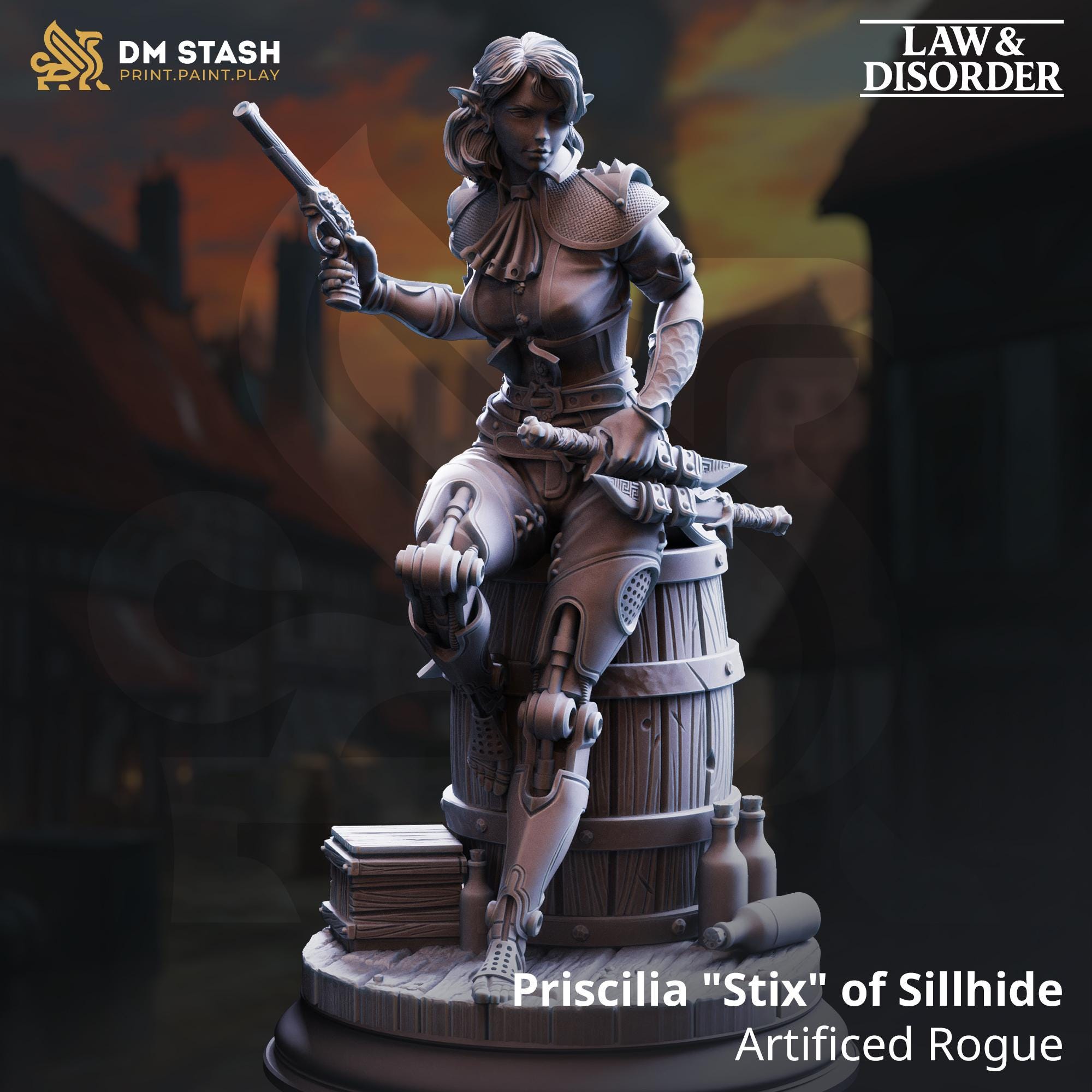 Priscilla Elf Rogue Gunslinger DND Miniature | 32mm Resin RPG Figure Dungeons and Dragons