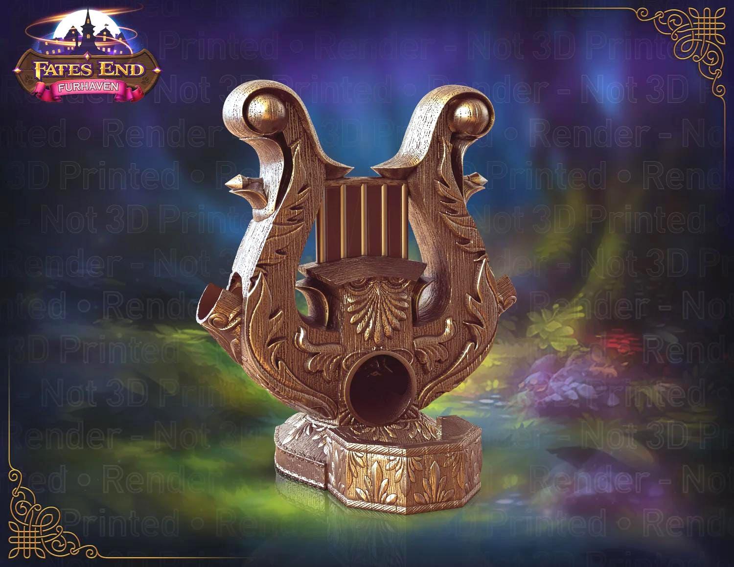Fantasy Lyre Dice Tower | Bard Dice Roller for DND | Musical Dice Tower | Tabletop RPG Gift | Dungeons and Dragons Accessory