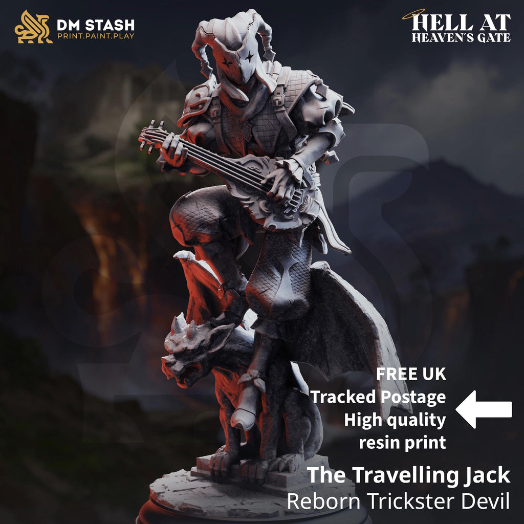 Traveling Jack Tiefling Rogue Bard DND Miniature | 32mm Resin RPG Figure Dungeons and Dragons