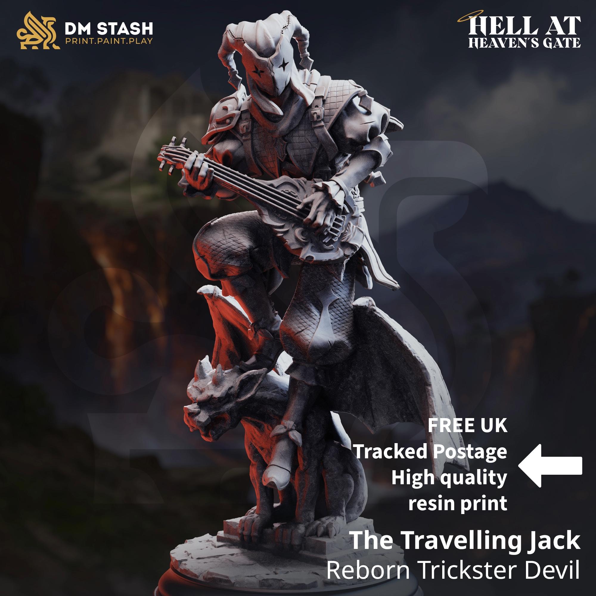 Traveling Jack Tiefling Rogue Bard DND Miniature | 32mm Resin RPG Figure Dungeons and Dragons