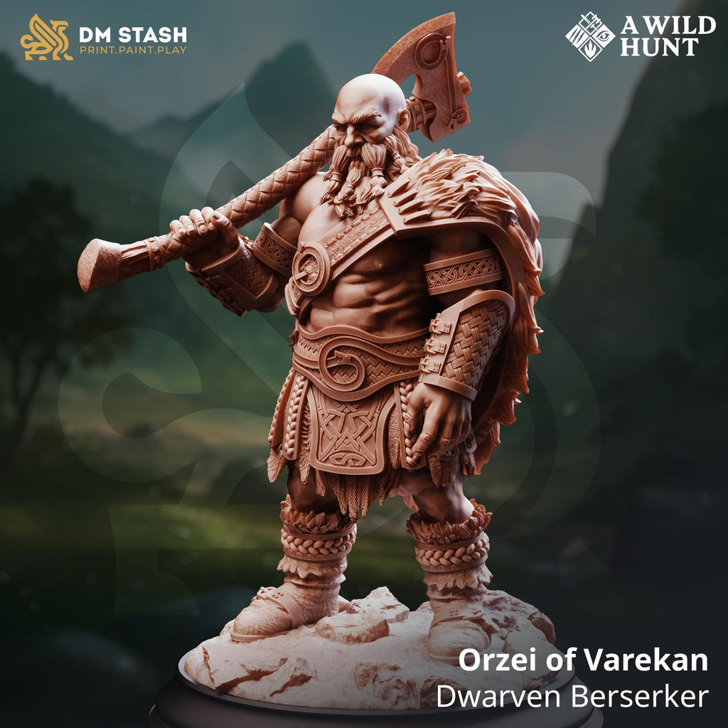 Orzei | Dwarf Berserker Barbarian Fighter Paladin | 32mm / 28mm / 75mm | Ideal for Tabletop RPGs | Dungeons and Dragons - Dm Stash