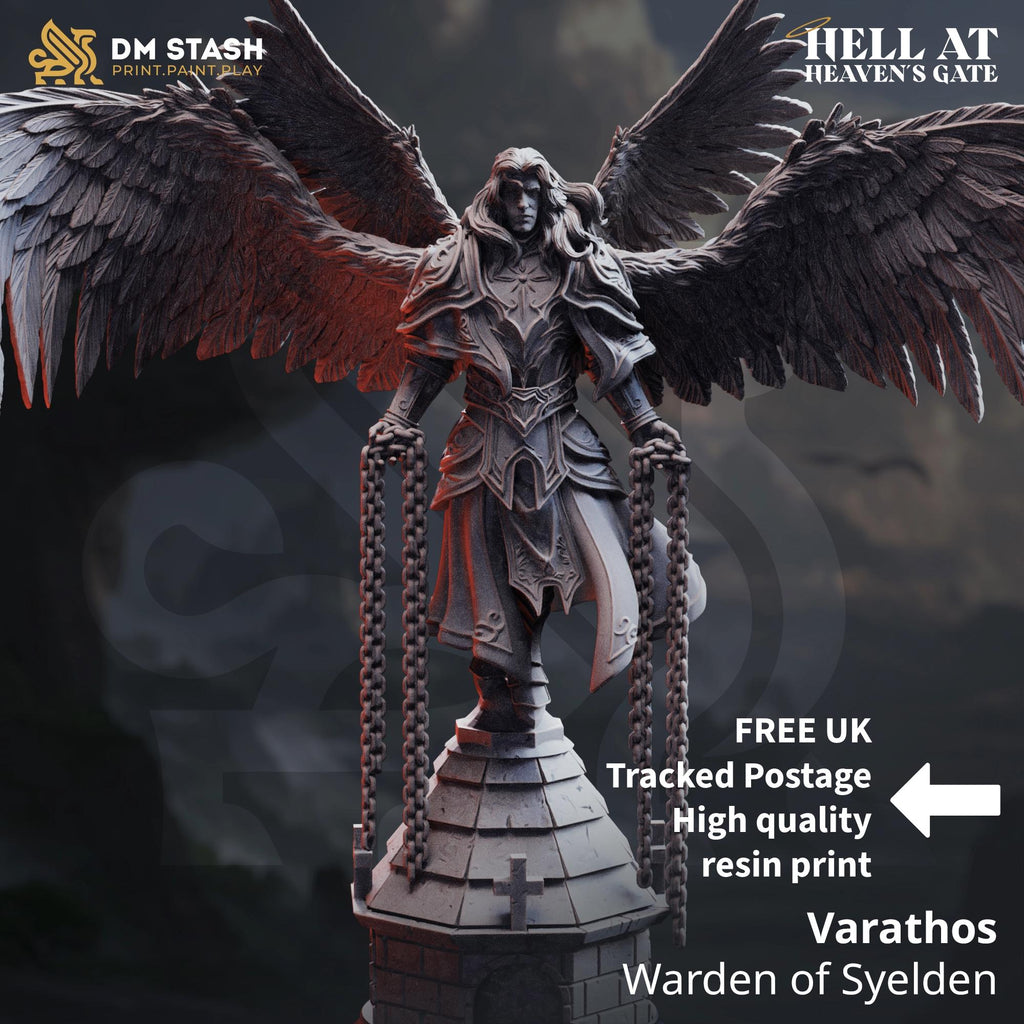 Varathos Dark Angel Paladin DND Miniature | 32mm Resin RPG Figure Dungeons and Dragons