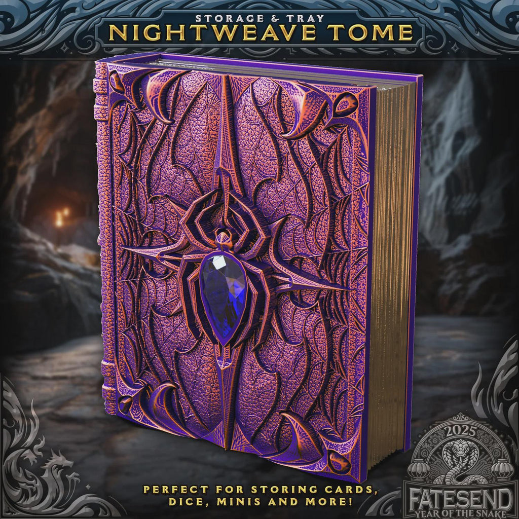 Spider Tome Tower Book | Dungeons & Dragons Dice Storage Tome | RPG Dice Tray | Bardic Gift | TTRPG Accessory Organiser | Drow Underdark