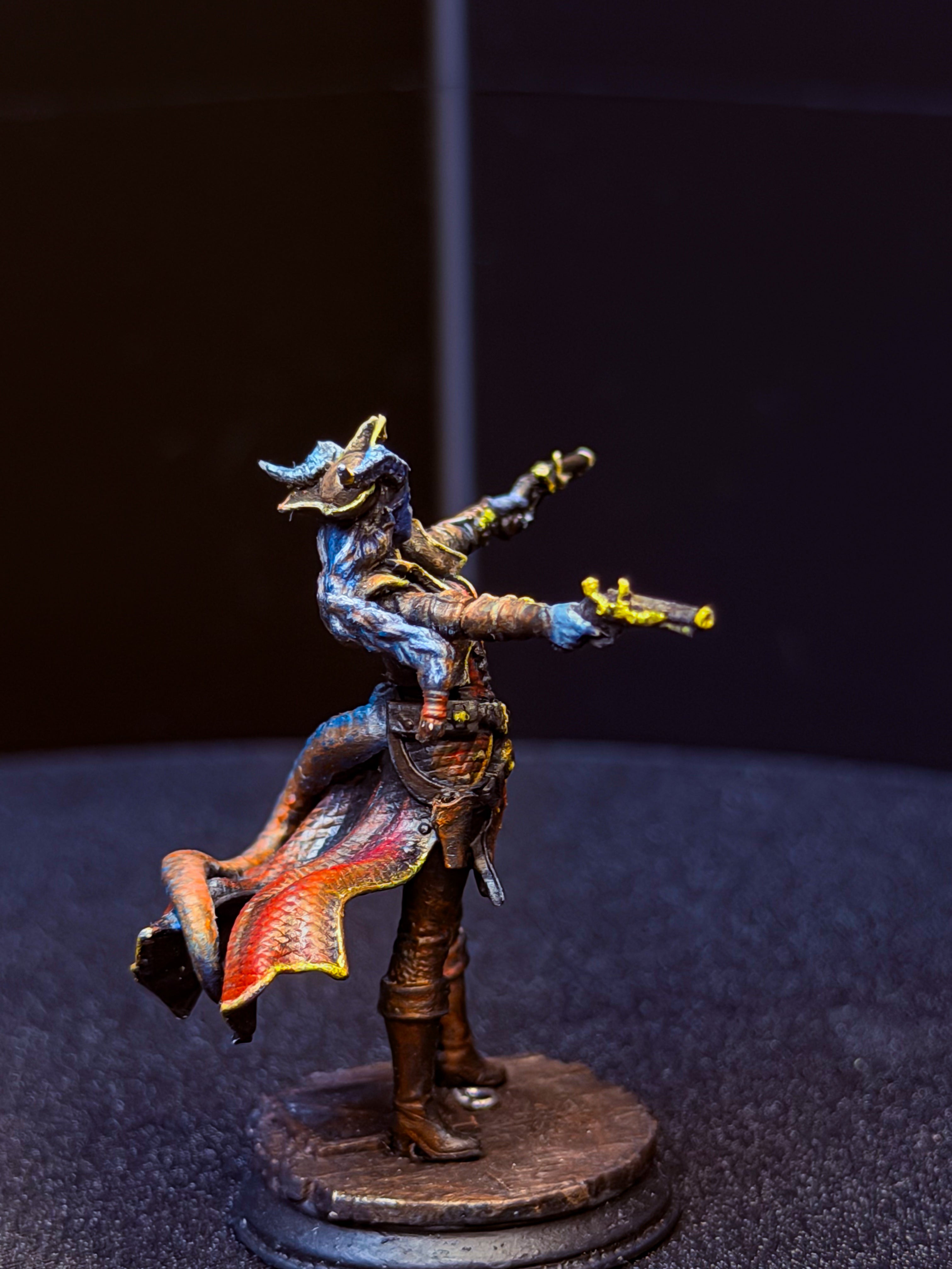 Pre-Painted D&D Miniature |Tiefling Gunslinger | Hand-Painted Character Mini | TTRPG Ready