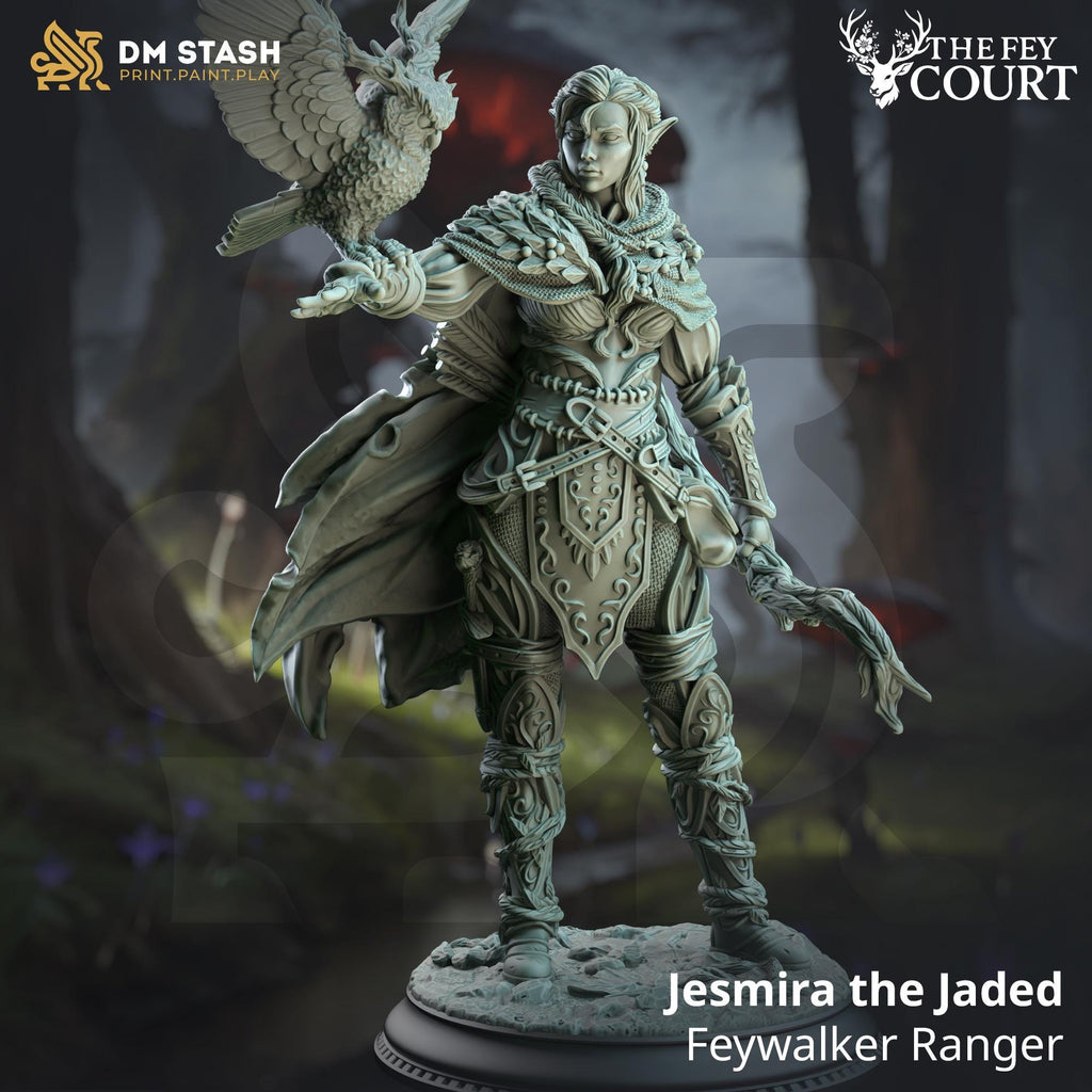 Jesmira The Jaded Feywalker Ranger | Elf Ranger | 32mm / 28mm / 75mm | Ideal for Tabletop RPGs | Dungeons and Dragons - Dm Stash