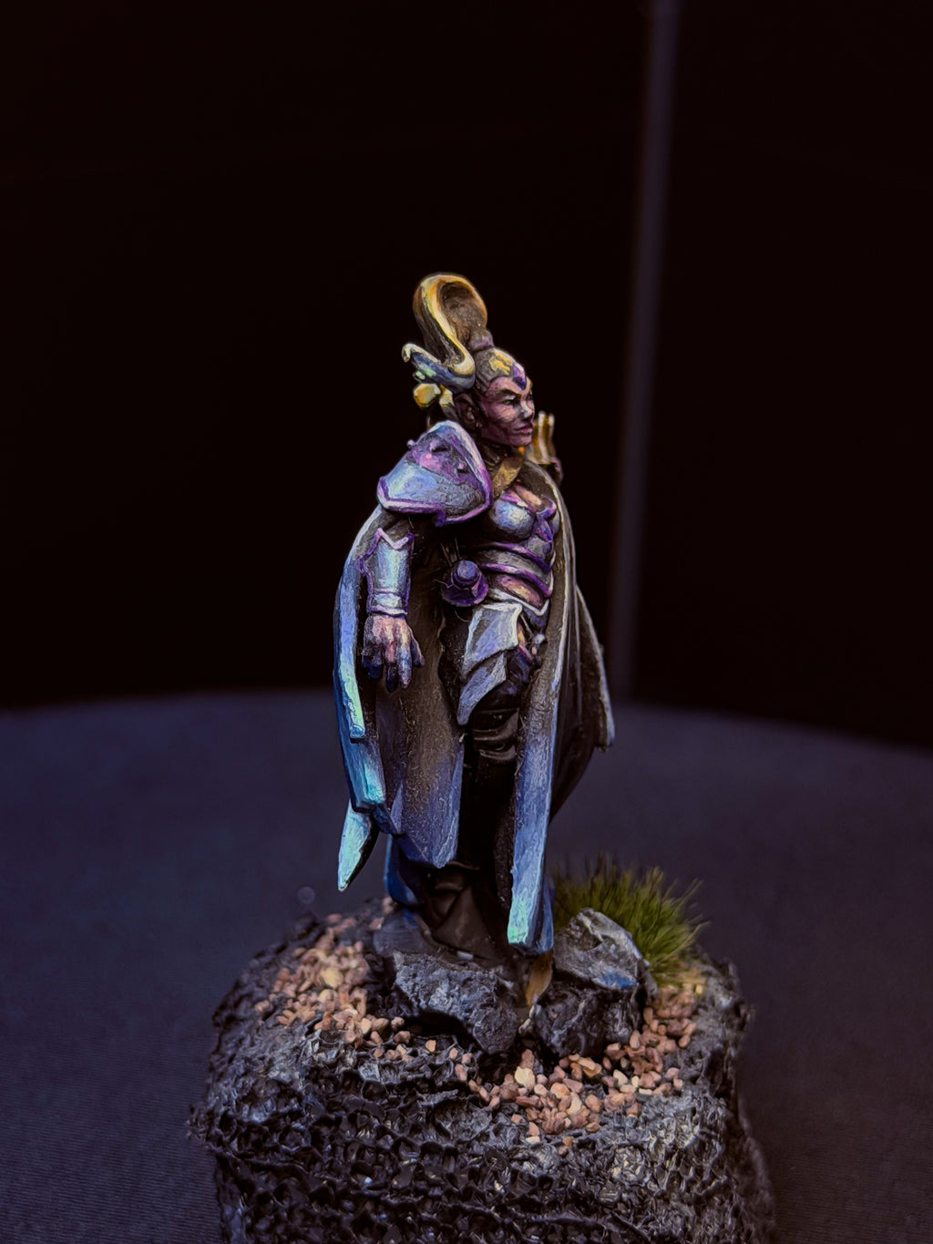 Pre-Painted D&D Miniature | Dark Elf Sorceress | Hand-Painted Fantasy Character | TTRPG Ready