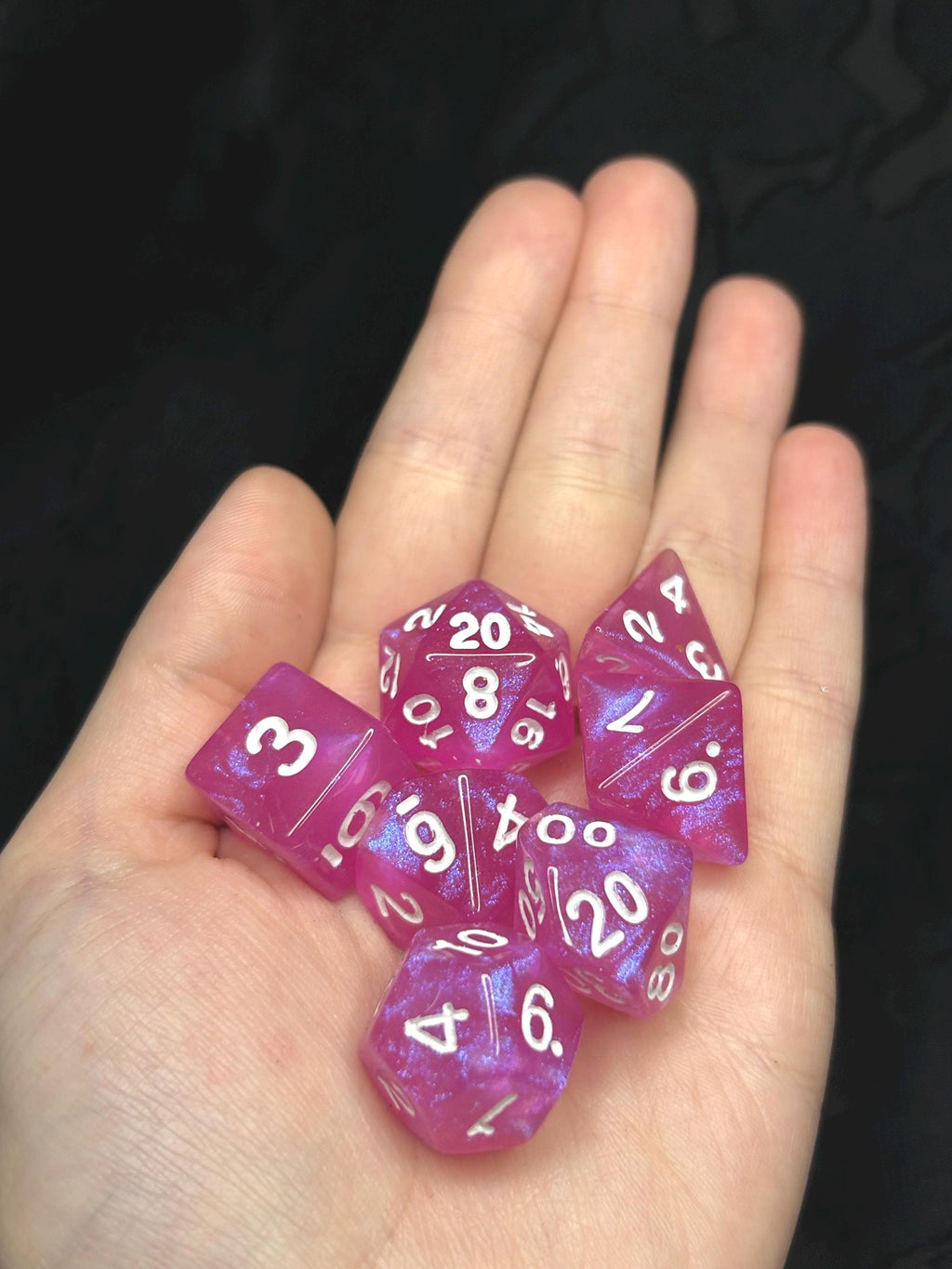 Rosefae Spellshard | Iridescent Fantasy Sharp-Edge Dice Set | Pink Fae Magic D&D Dice | Polyhedral RPG Set for Dungeons and Dragons