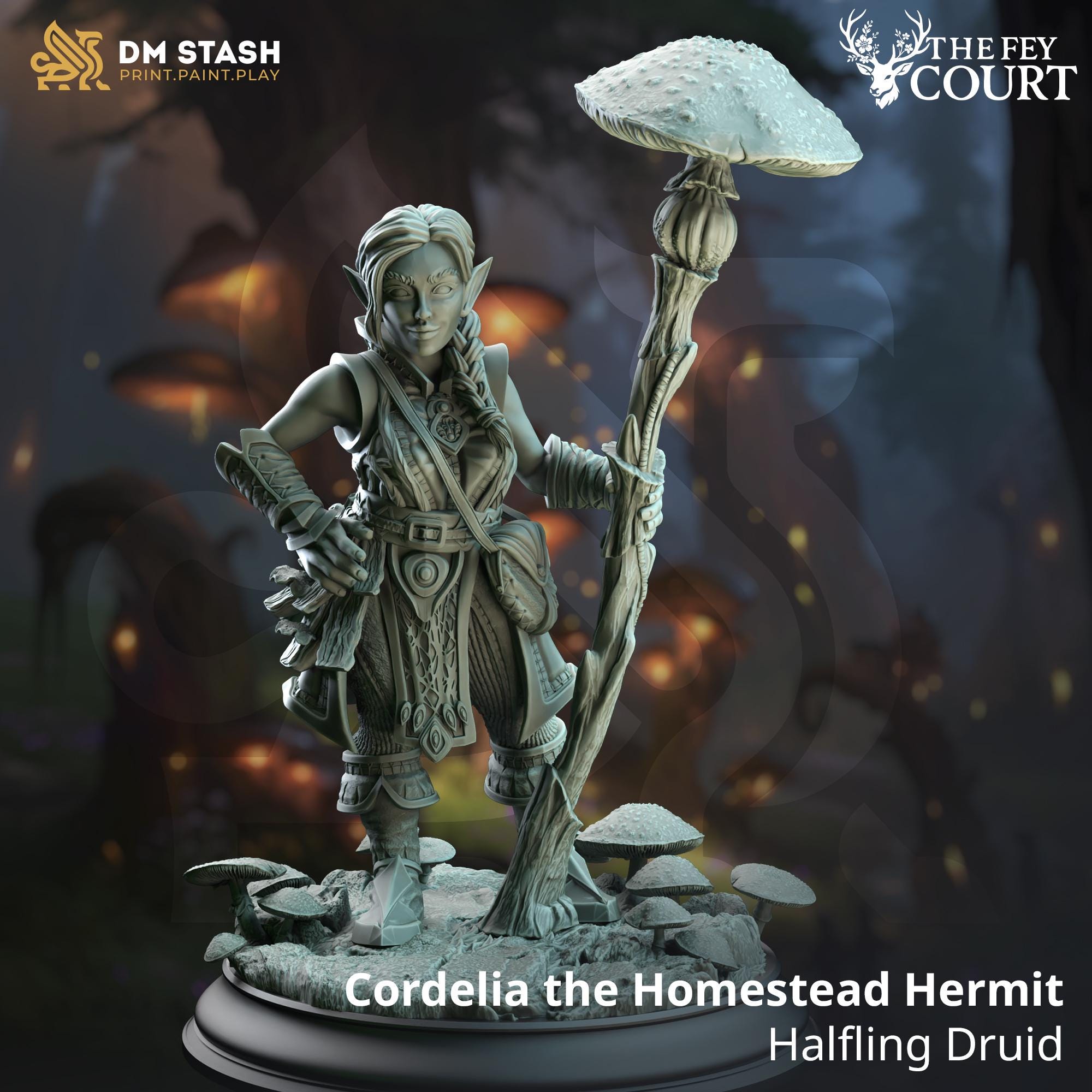Cordelia the Halfling Druid DND Miniature | 32mm Resin RPG Figure Dungeons and Dragons