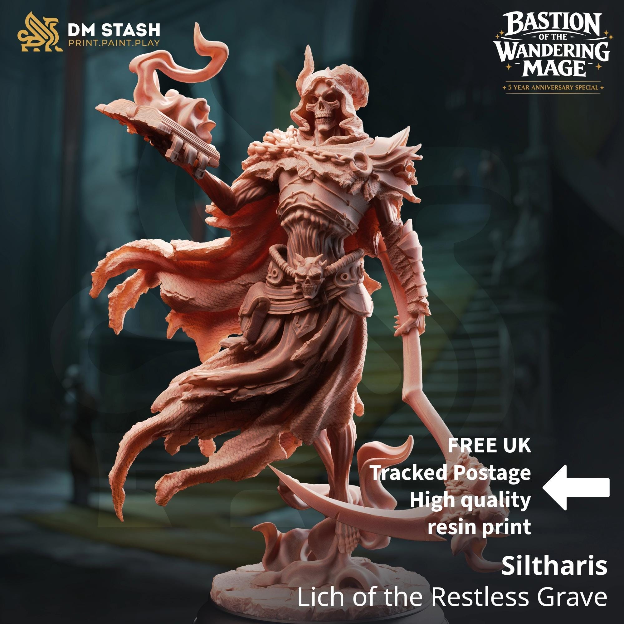 Siltharis Lich Mage DND Miniature | 32mm Resin RPG Figure Dungeons and Dragons