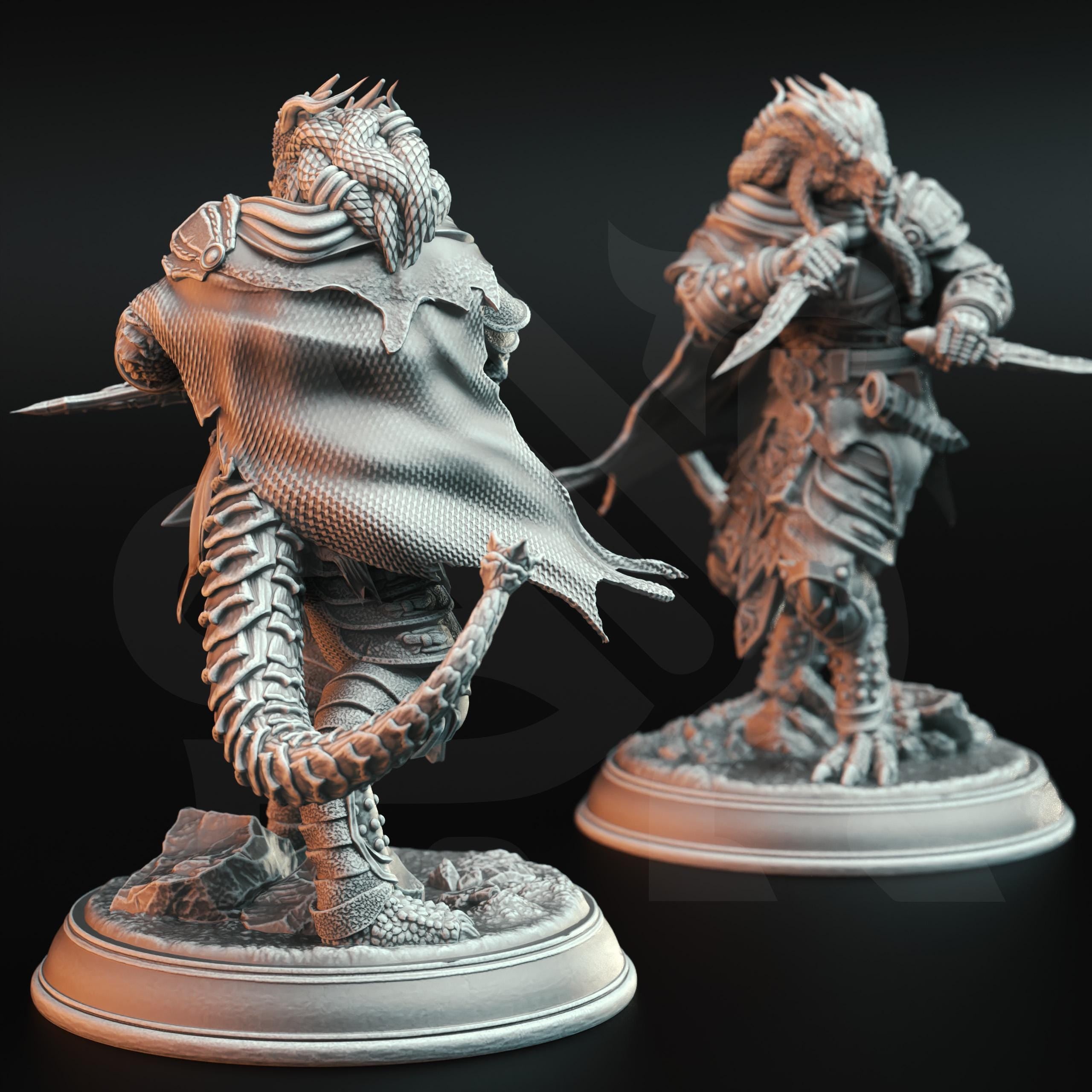 Umbrascale | Dragonborn Rogue Fighter | 32mm / 28mm / 75mm | Ideal for Tabletop RPGs | Dungeons and Dragons - Dm Stash