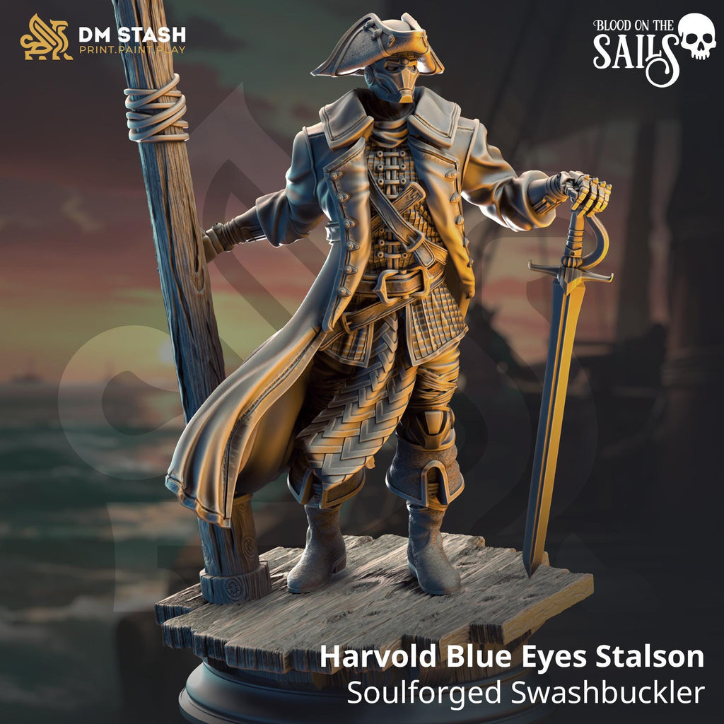 Harvold | Pirate Warforged Fighter Swashbuckler Rogue | 32mm / 28mm / 75mm | Ideal for Tabletop RPGs | Dungeons and Dragons - Dm Stash
