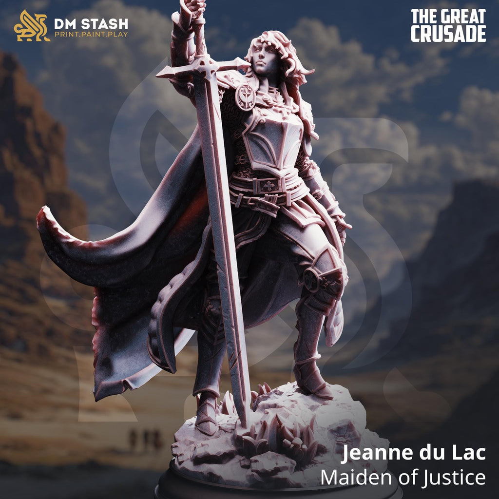 Jeanne Maiden Of Justice | Human Paladin NPC Fighter | 32mm / 28mm / 75mm | Ideal for Tabletop RPGs | Dungeons and Dragons - Dm Stash